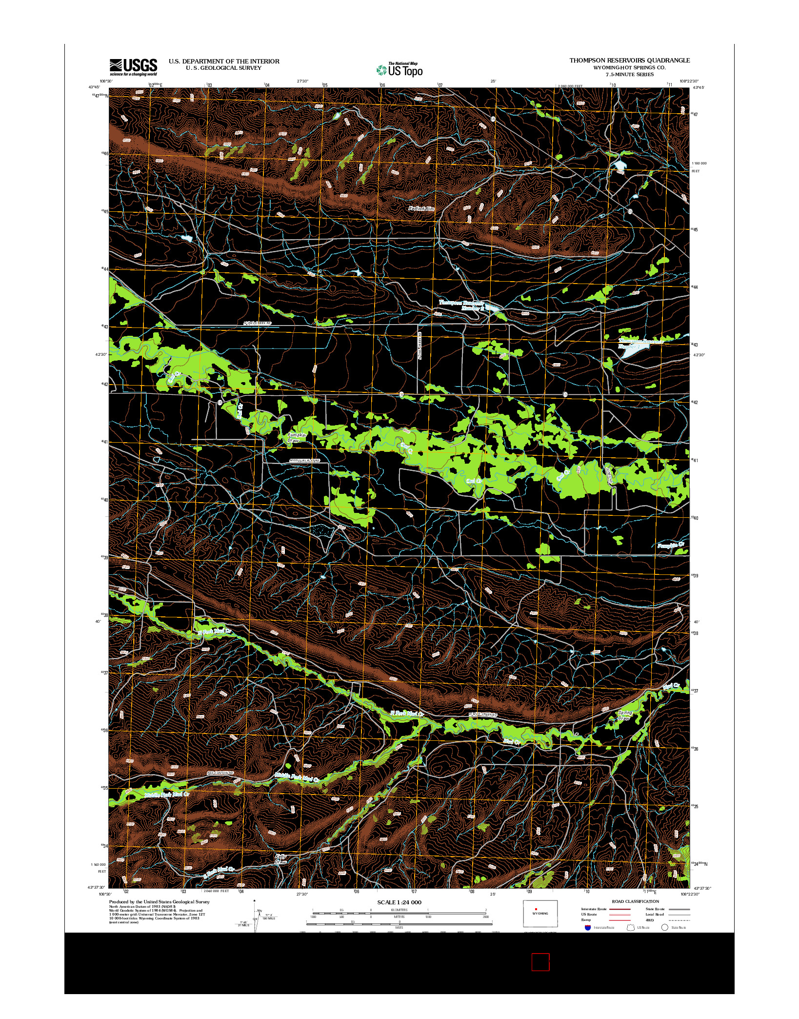 USGS US TOPO 7.5-MINUTE MAP FOR THOMPSON RESERVOIRS, WY 2012