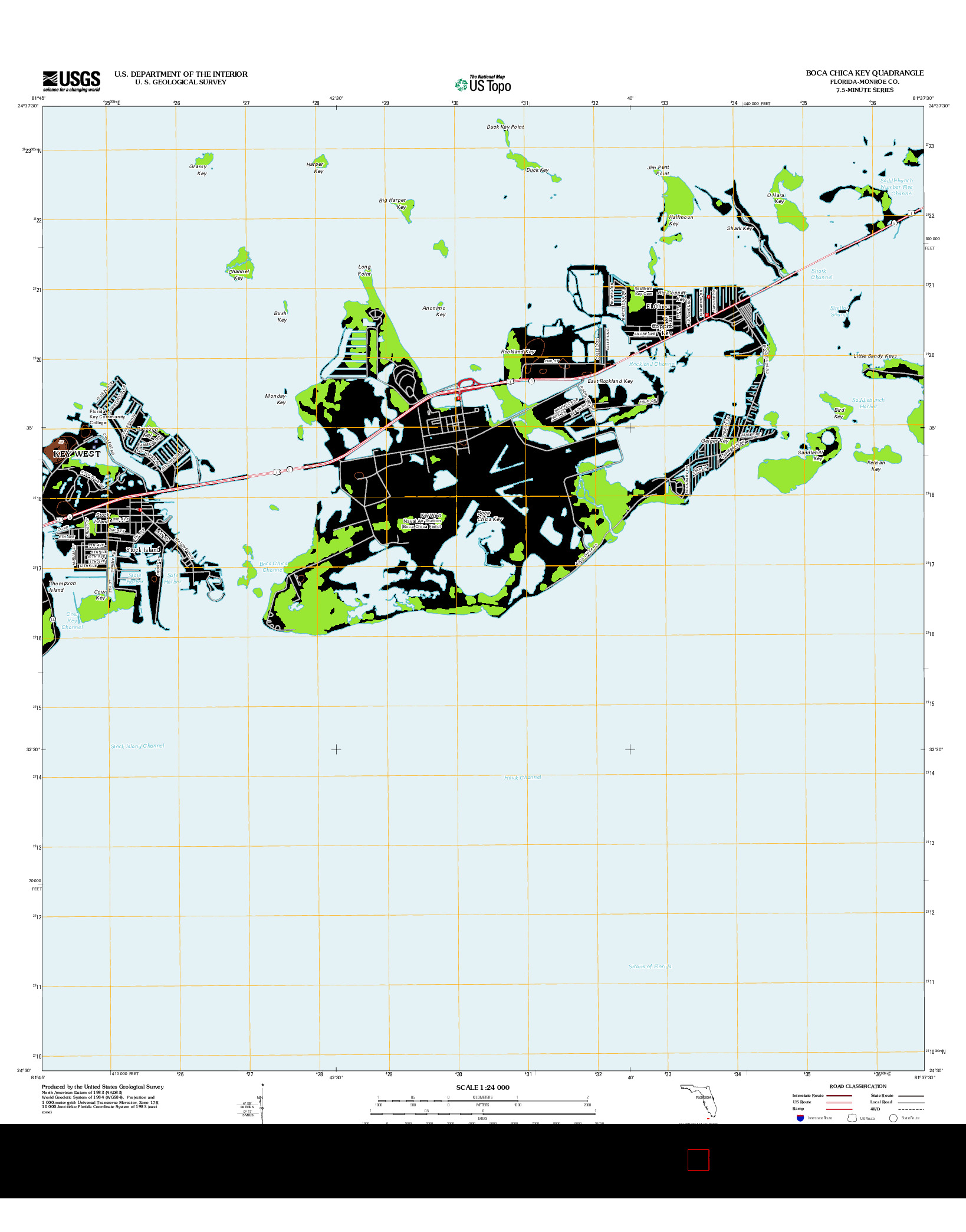 USGS US TOPO 7.5-MINUTE MAP FOR BOCA CHICA KEY, FL 2012