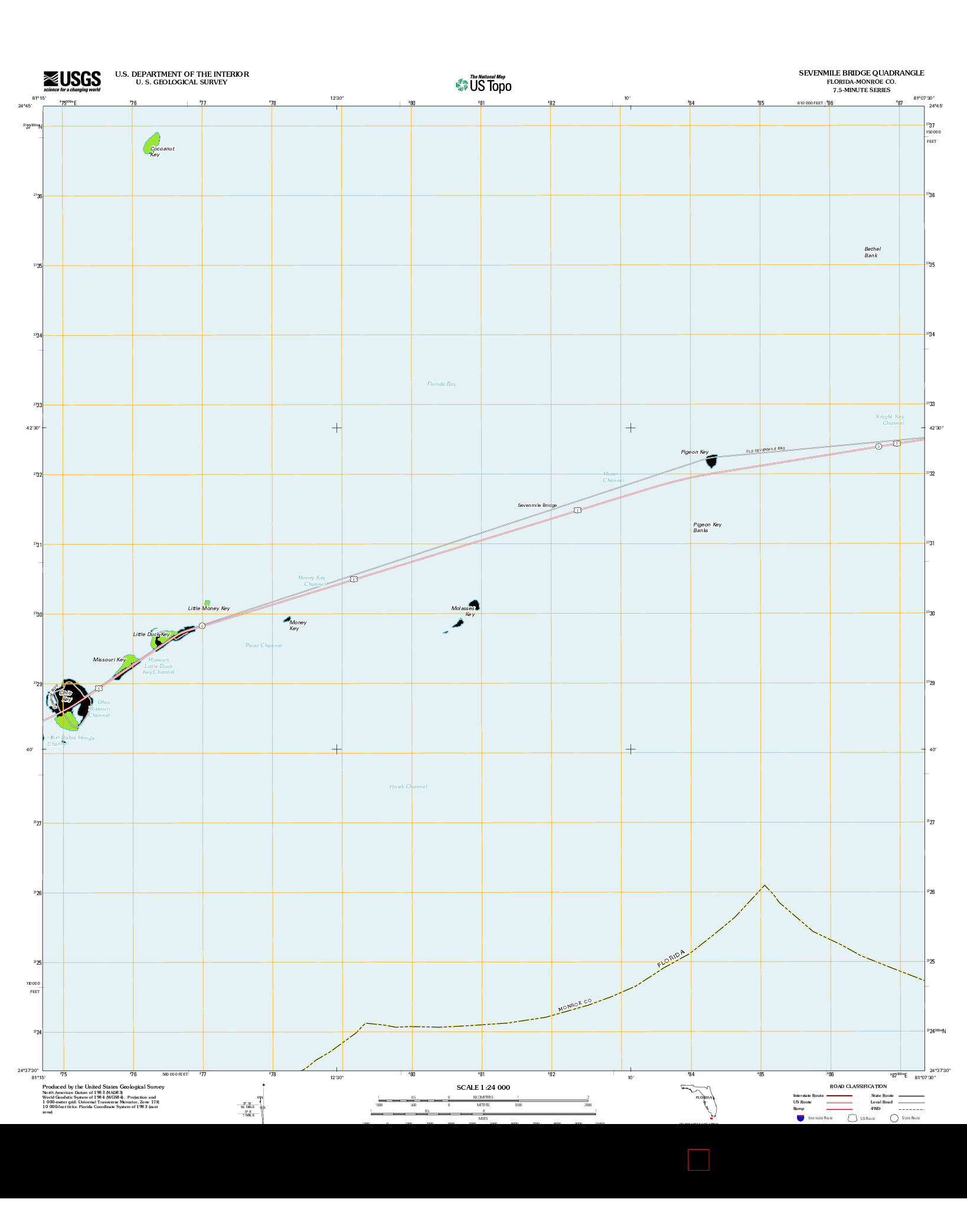 USGS US TOPO 7.5-MINUTE MAP FOR SEVENMILE BRIDGE, FL 2012