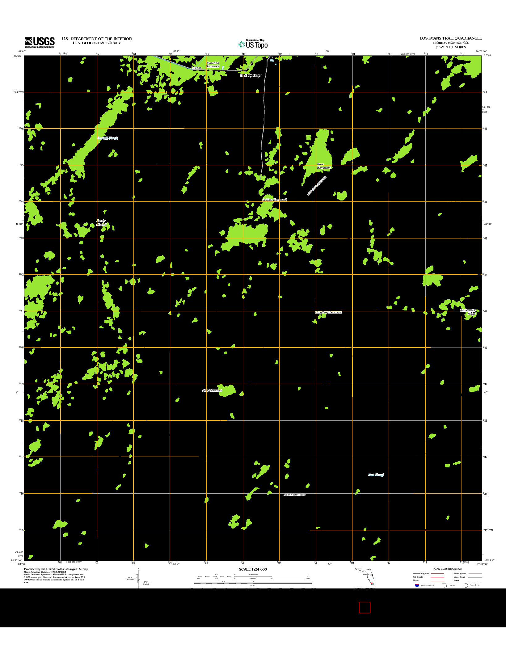 USGS US TOPO 7.5-MINUTE MAP FOR LOSTMANS TRAIL, FL 2012