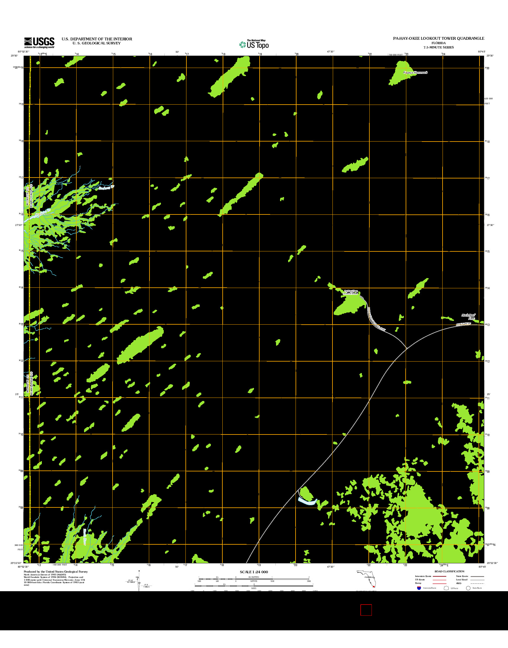 USGS US TOPO 7.5-MINUTE MAP FOR PA-HAY-OKEE LOOKOUT TOWER, FL 2012