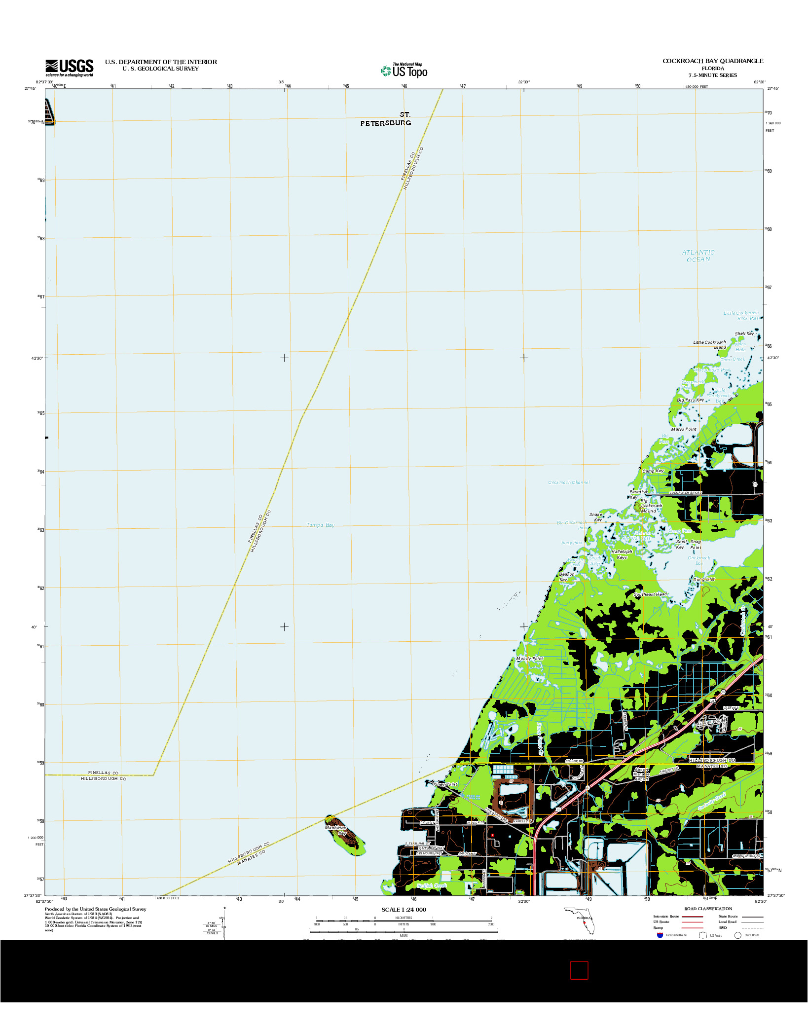 USGS US TOPO 7.5-MINUTE MAP FOR COCKROACH BAY, FL 2012