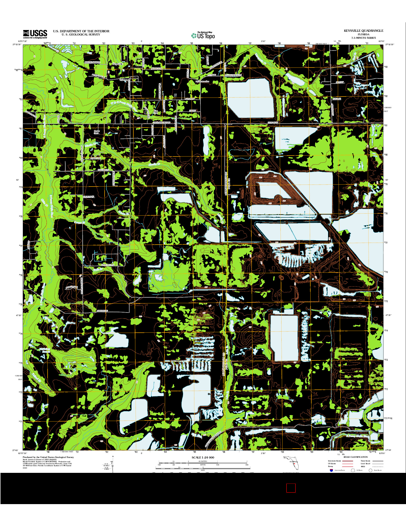 USGS US TOPO 7.5-MINUTE MAP FOR KEYSVILLE, FL 2012