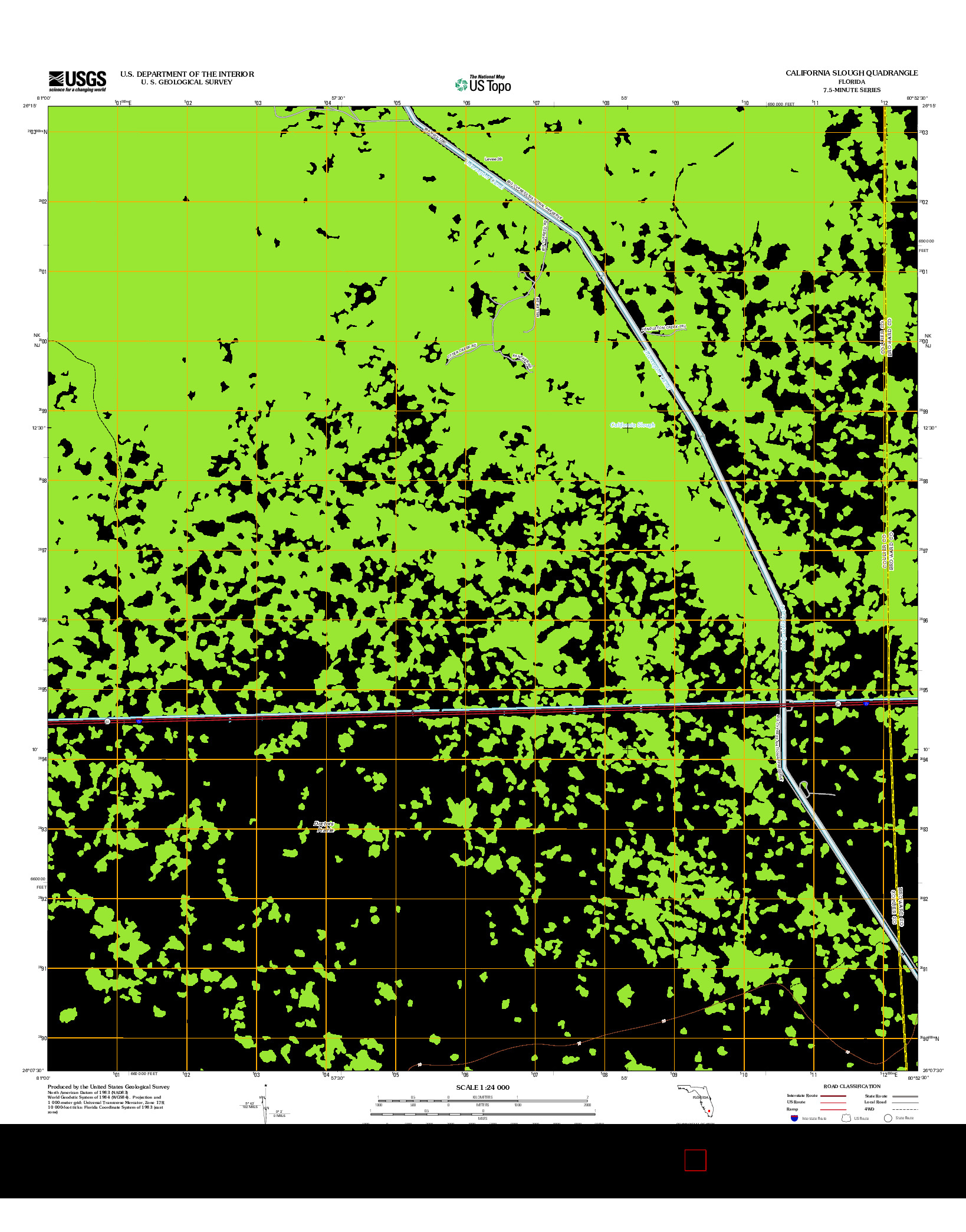 USGS US TOPO 7.5-MINUTE MAP FOR CALIFORNIA SLOUGH, FL 2012