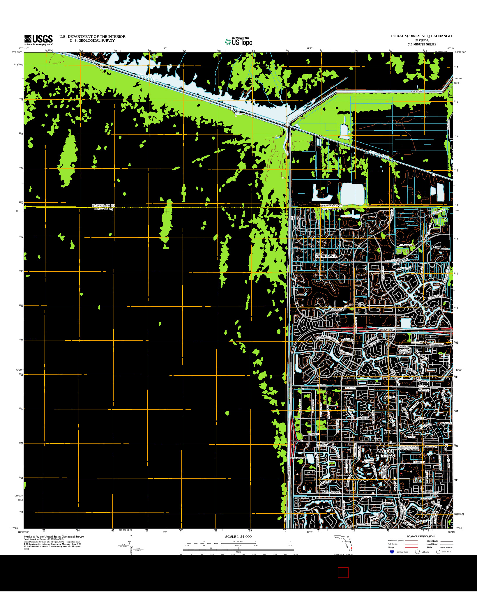 USGS US TOPO 7.5-MINUTE MAP FOR CORAL SPRINGS NE, FL 2012