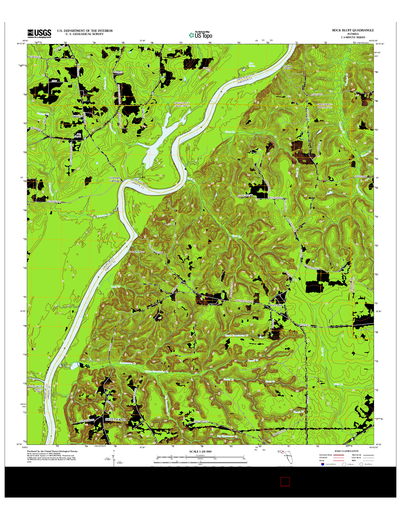 USGS US TOPO 7.5-MINUTE MAP FOR ROCK BLUFF, FL 2012