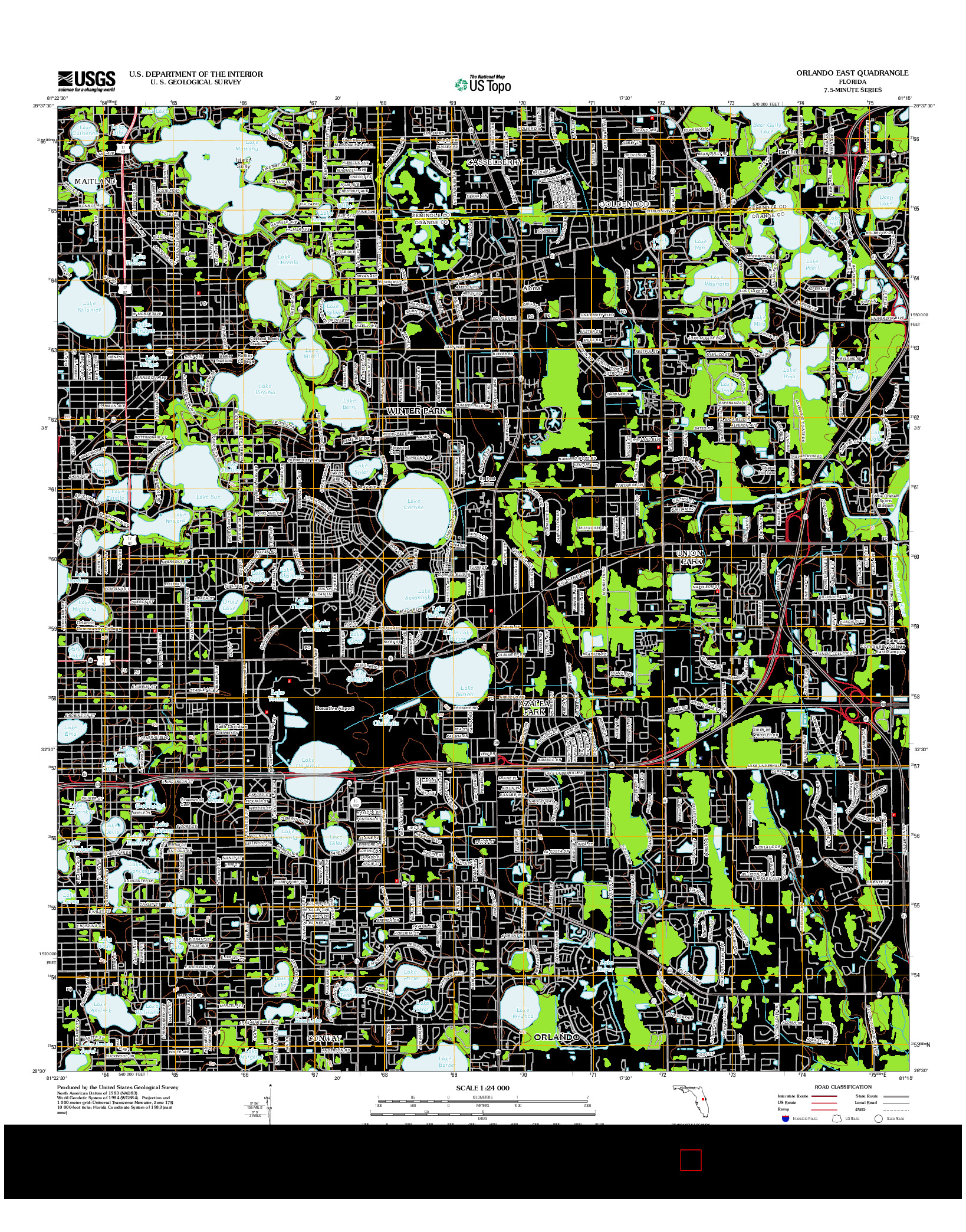 USGS US TOPO 7.5-MINUTE MAP FOR ORLANDO EAST, FL 2012