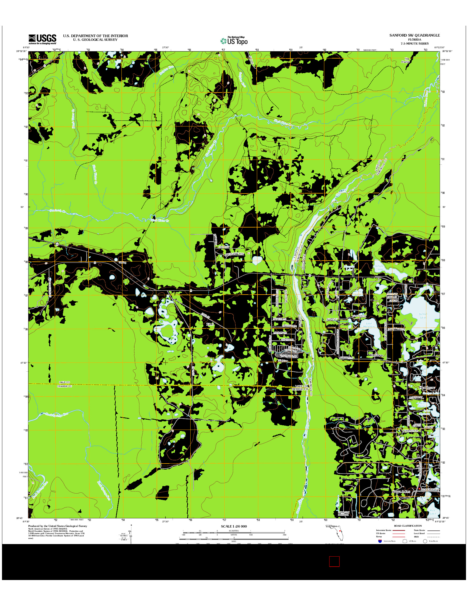 USGS US TOPO 7.5-MINUTE MAP FOR SANFORD SW, FL 2012