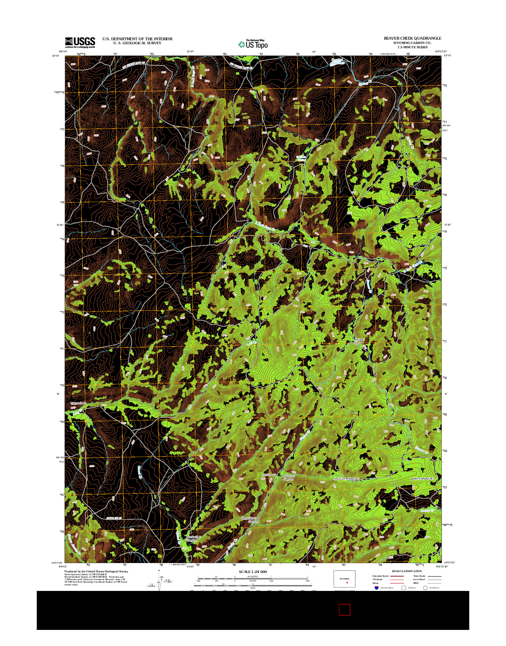 USGS US TOPO 7.5-MINUTE MAP FOR BEAVER CREEK, WY 2012