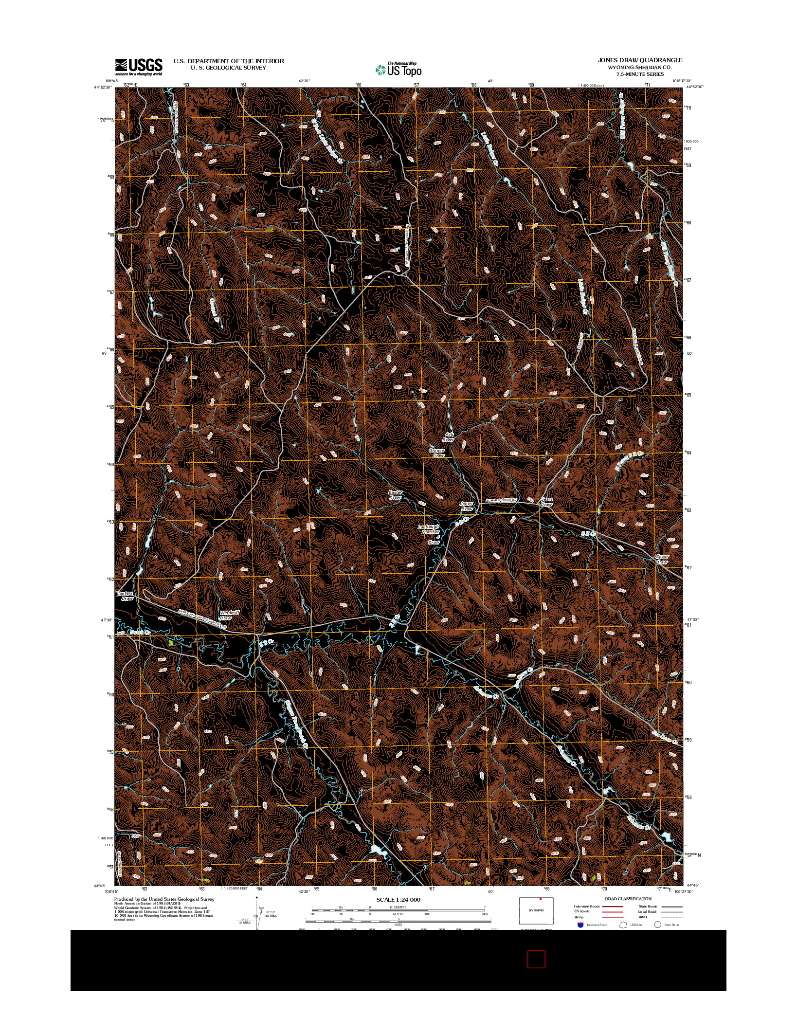 USGS US TOPO 7.5-MINUTE MAP FOR JONES DRAW, WY 2012