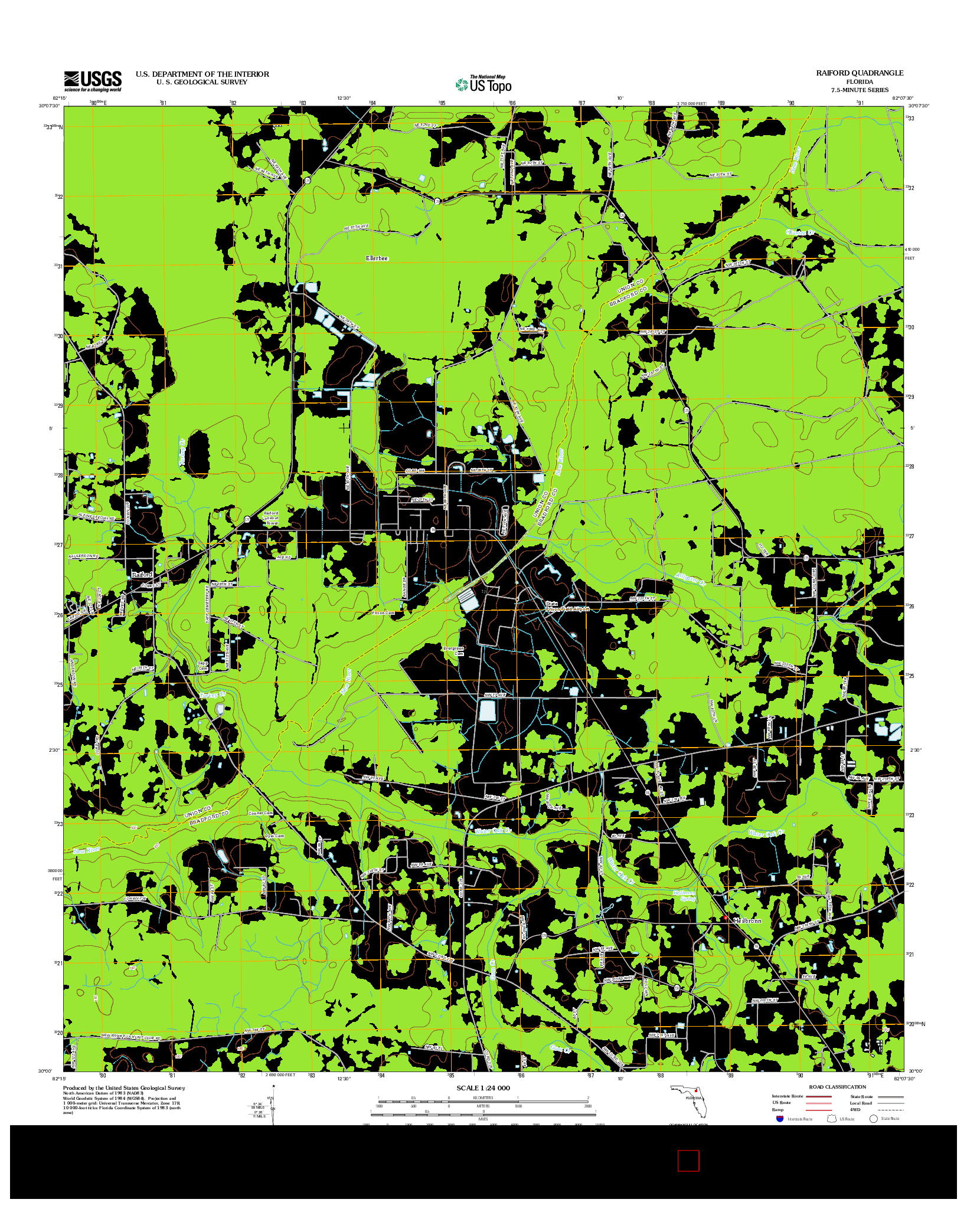 USGS US TOPO 7.5-MINUTE MAP FOR RAIFORD, FL 2012