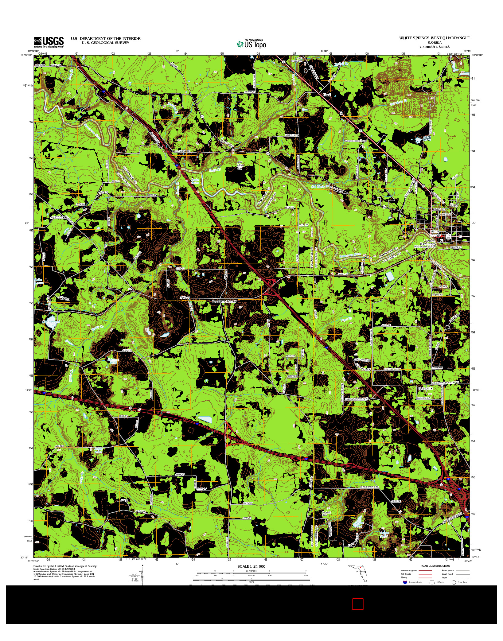 USGS US TOPO 7.5-MINUTE MAP FOR WHITE SPRINGS WEST, FL 2012