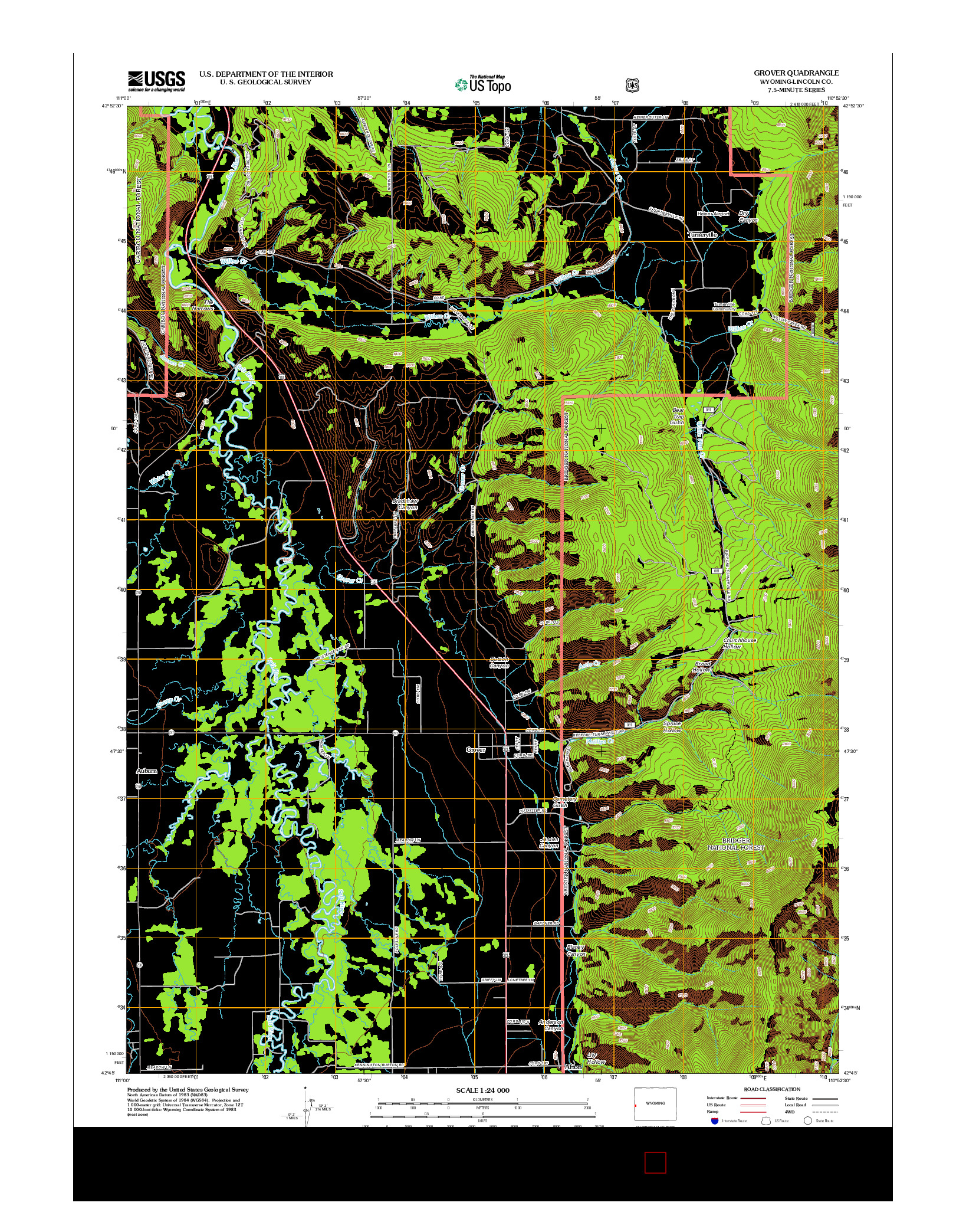 USGS US TOPO 7.5-MINUTE MAP FOR GROVER, WY 2012