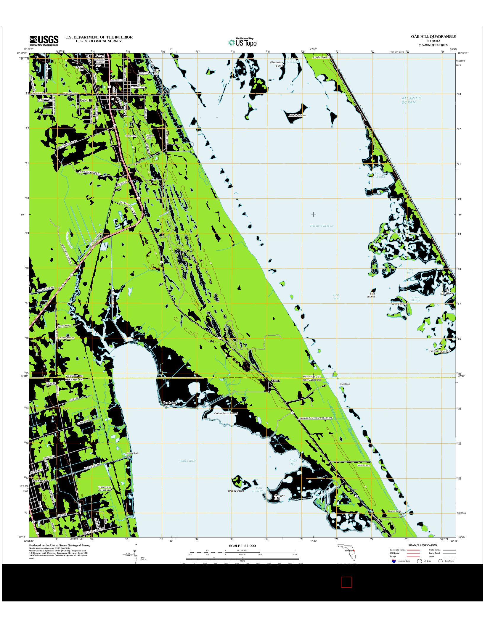 USGS US TOPO 7.5-MINUTE MAP FOR OAK HILL, FL 2012