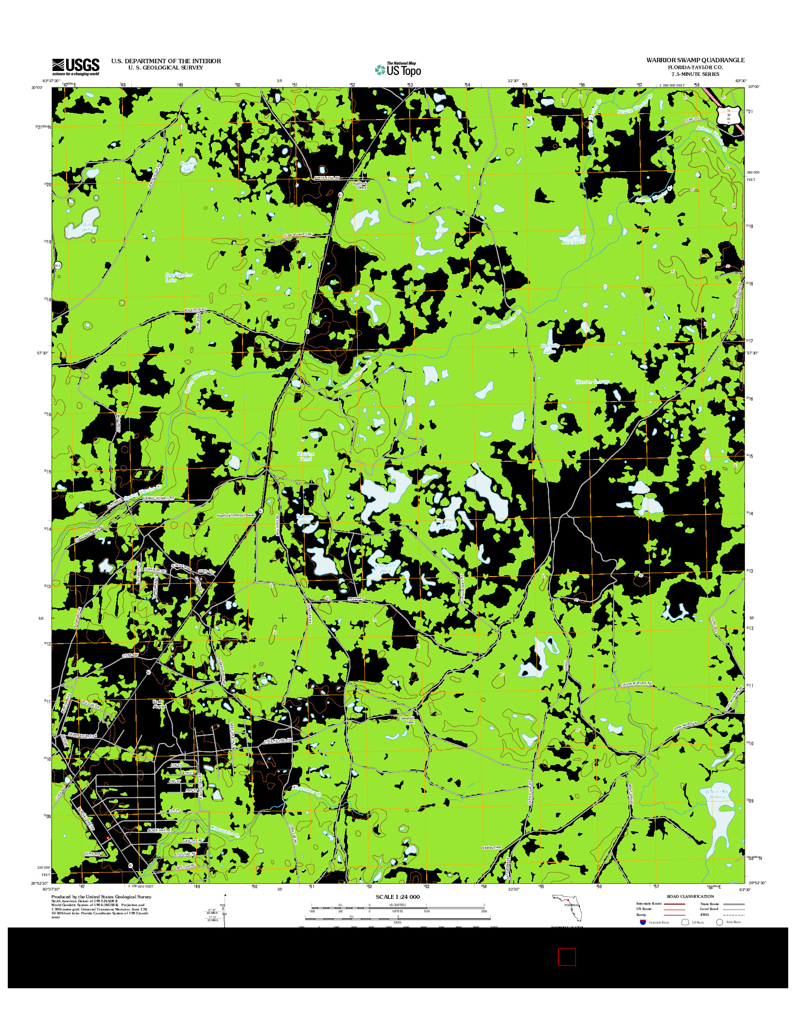 USGS US TOPO 7.5-MINUTE MAP FOR WARRIOR SWAMP, FL 2012