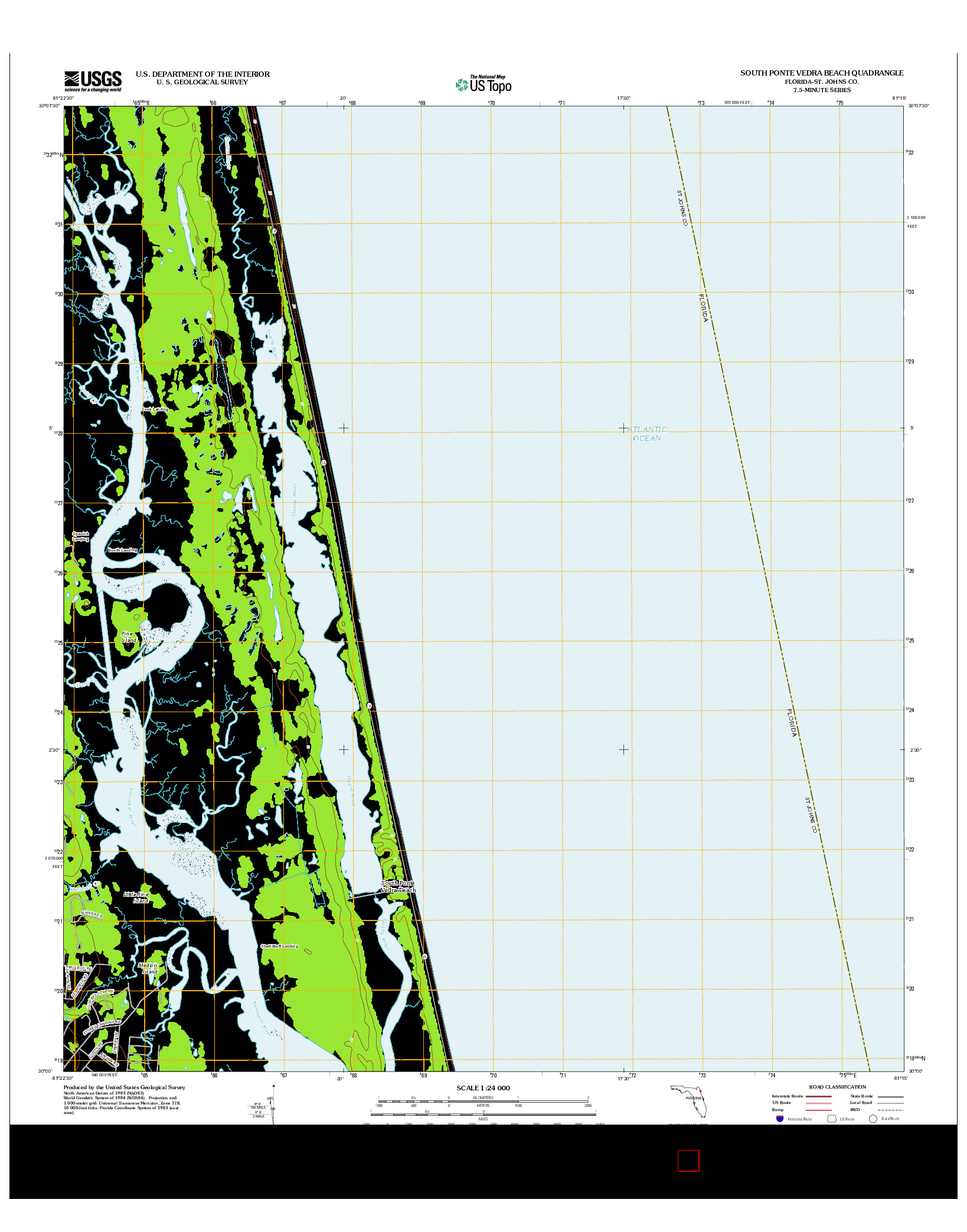 USGS US TOPO 7.5-MINUTE MAP FOR SOUTH PONTE VEDRA BEACH, FL 2012