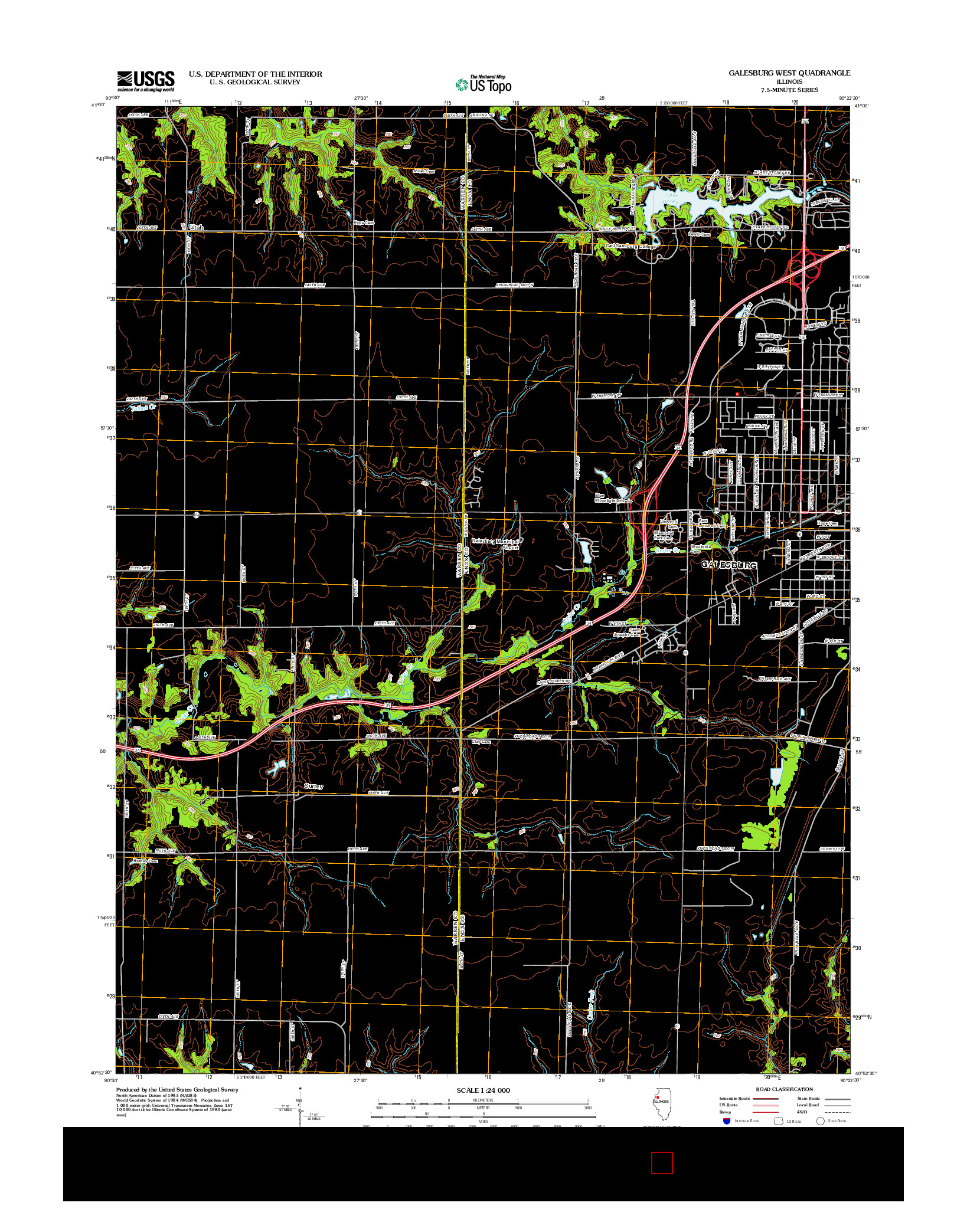 USGS US TOPO 7.5-MINUTE MAP FOR GALESBURG WEST, IL 2012