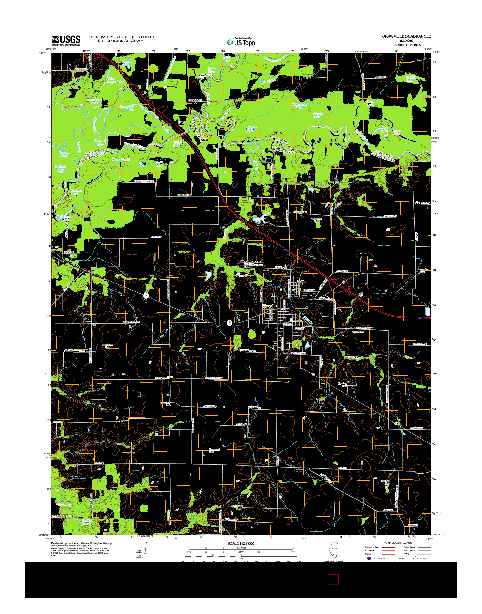 USGS US TOPO 7.5-MINUTE MAP FOR OKAWVILLE, IL 2012