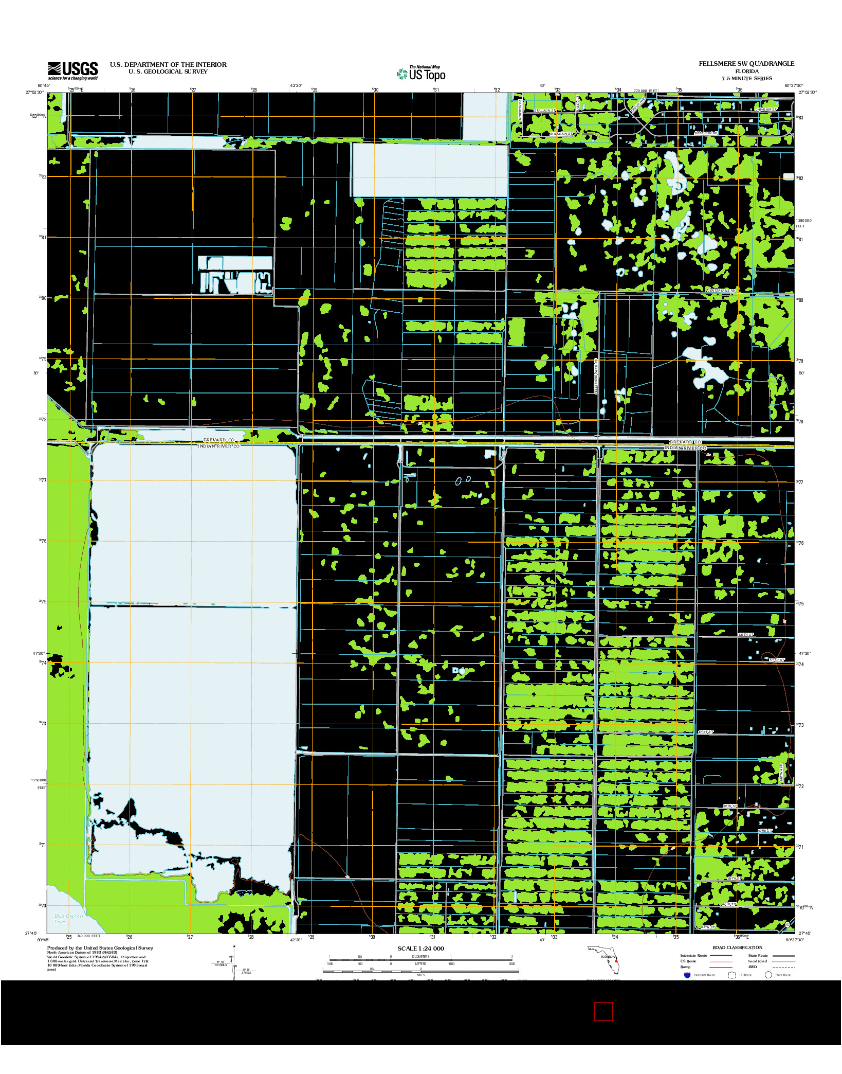 USGS US TOPO 7.5-MINUTE MAP FOR FELLSMERE SW, FL 2012