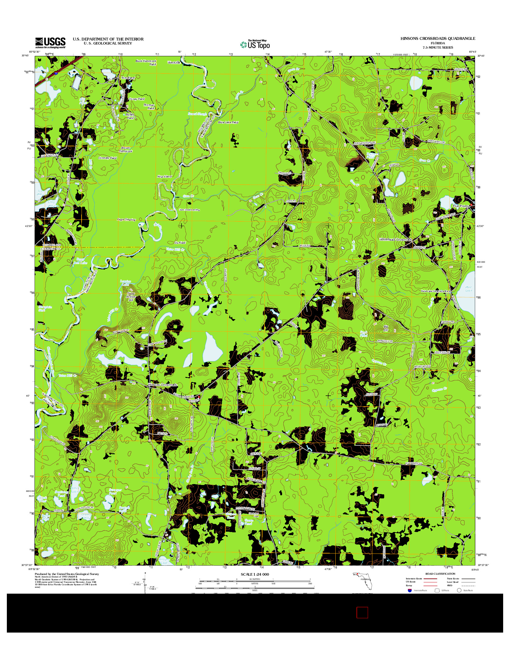 USGS US TOPO 7.5-MINUTE MAP FOR HINSONS CROSSROADS, FL 2012