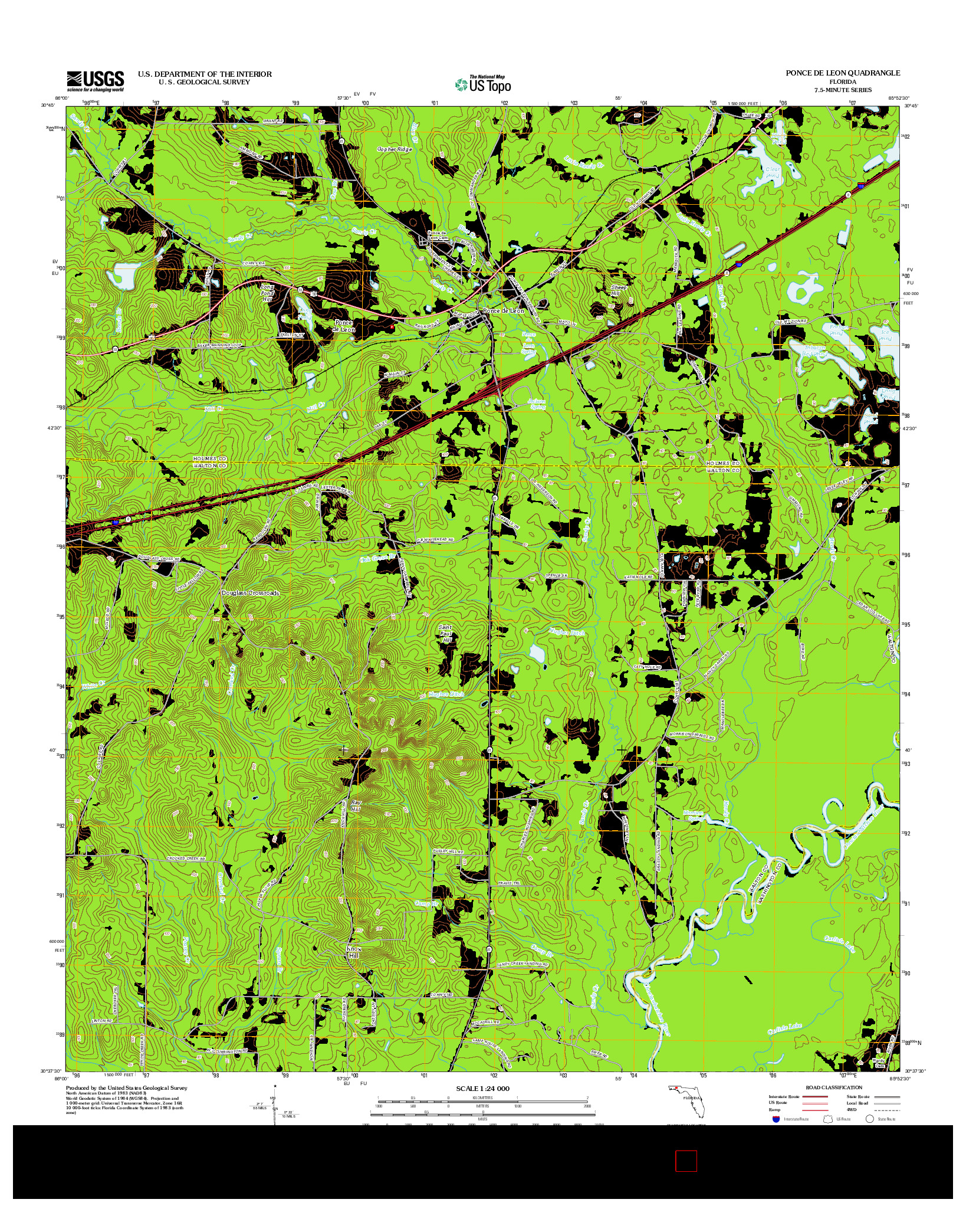 USGS US TOPO 7.5-MINUTE MAP FOR PONCE DE LEON, FL 2012