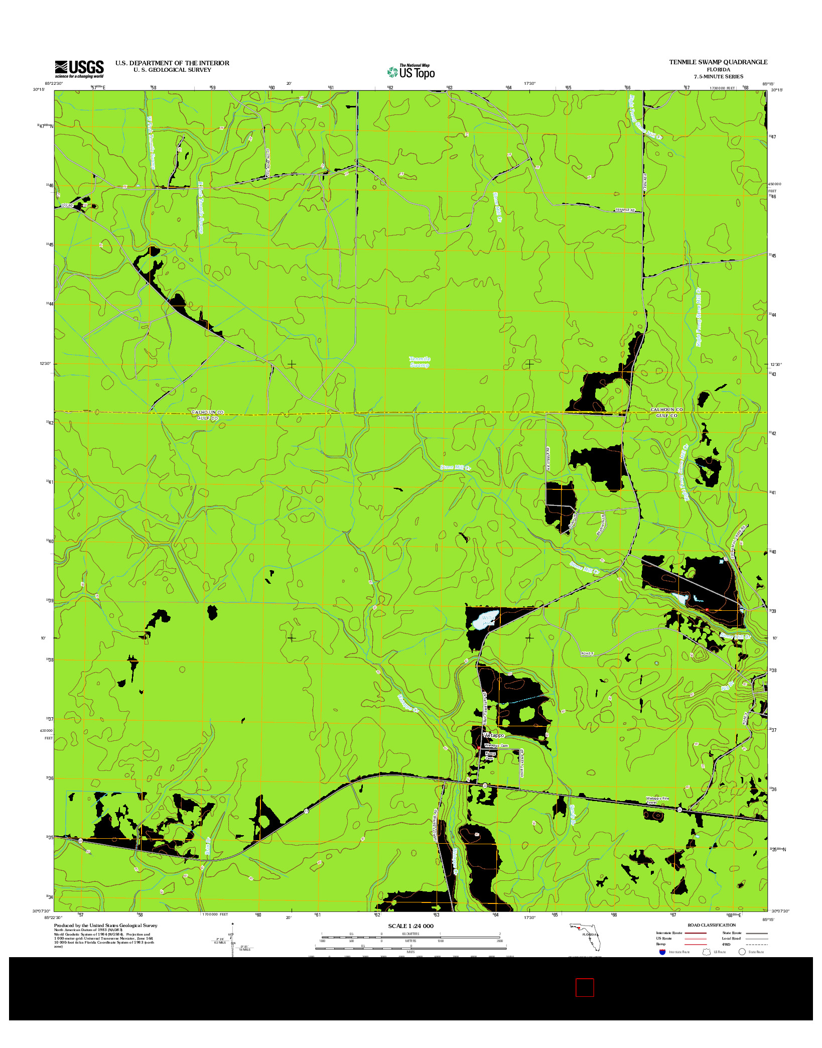 USGS US TOPO 7.5-MINUTE MAP FOR TENMILE SWAMP, FL 2012