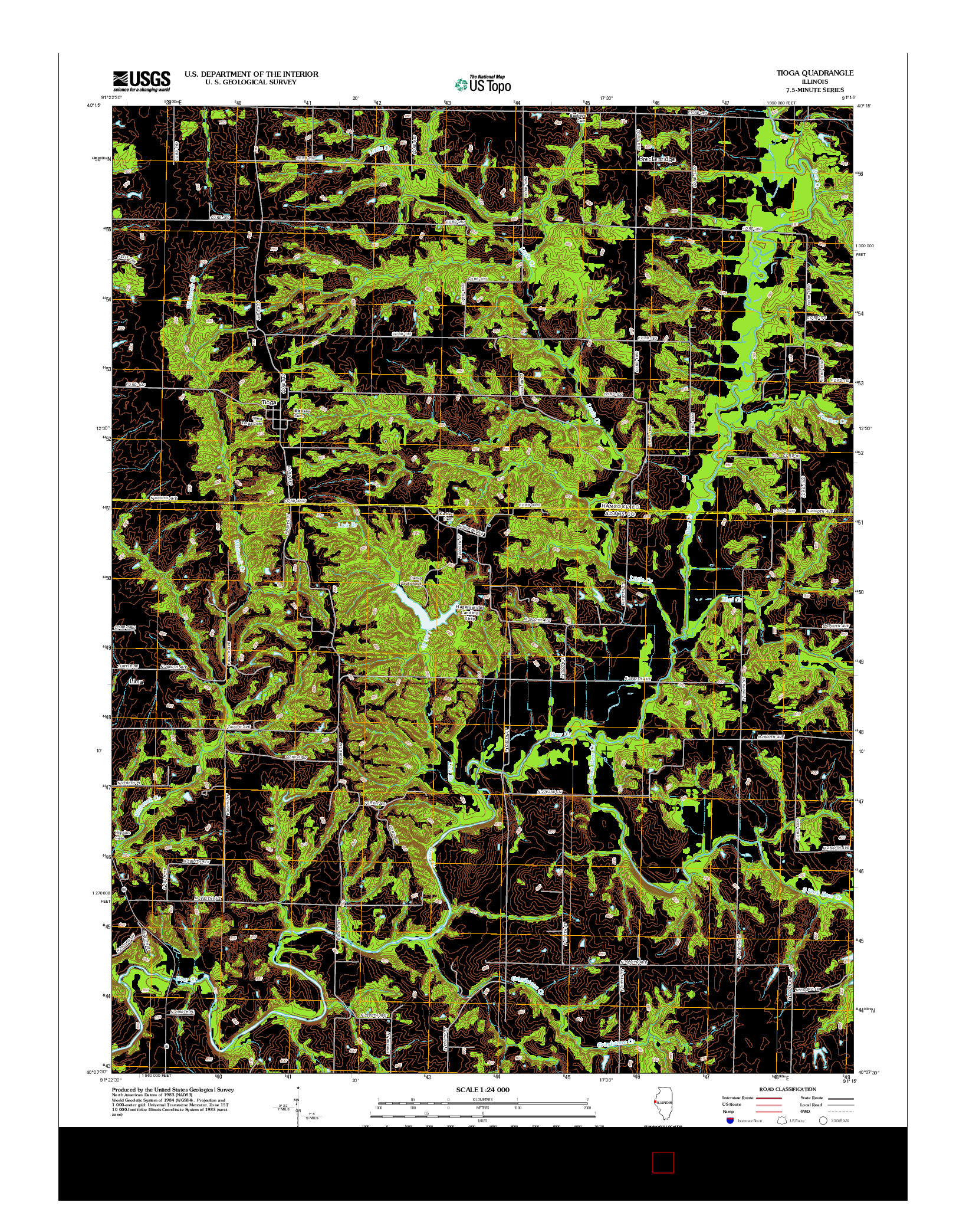 USGS US TOPO 7.5-MINUTE MAP FOR TIOGA, IL 2012