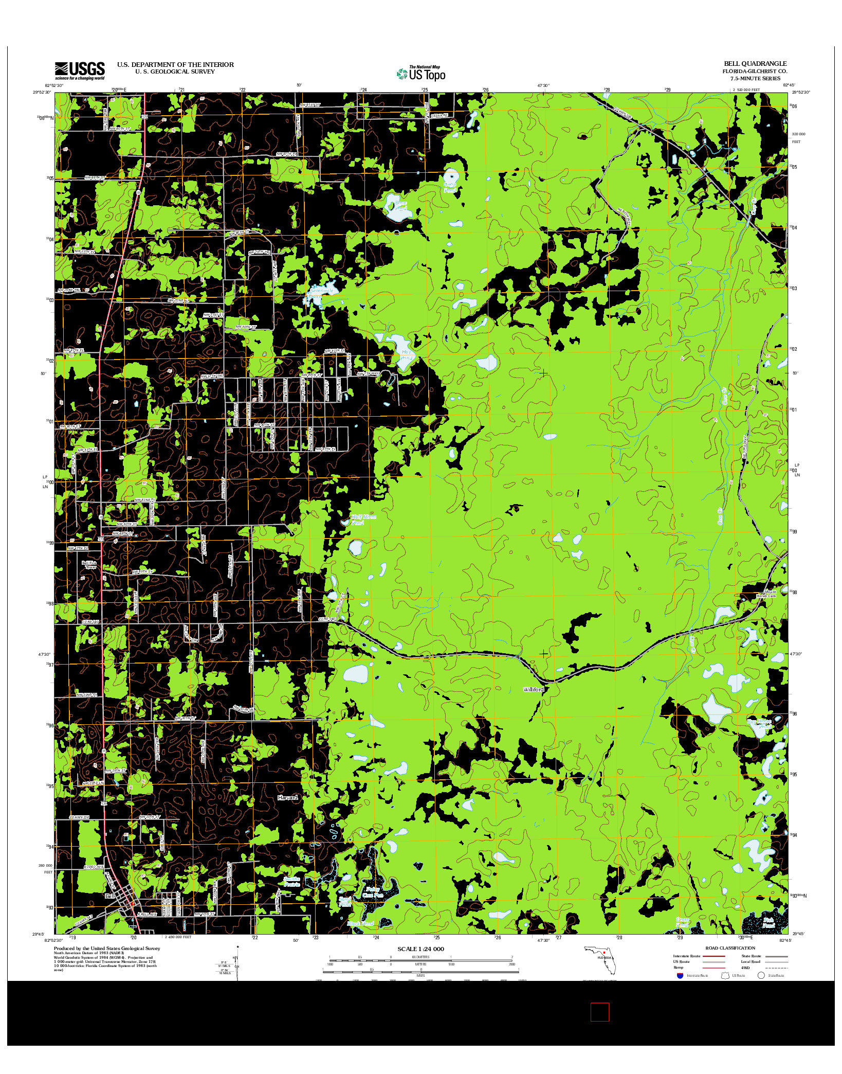 USGS US TOPO 7.5-MINUTE MAP FOR BELL, FL 2012