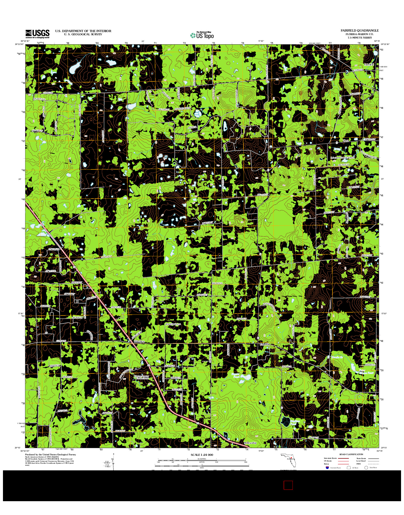 USGS US TOPO 7.5-MINUTE MAP FOR FAIRFIELD, FL 2012