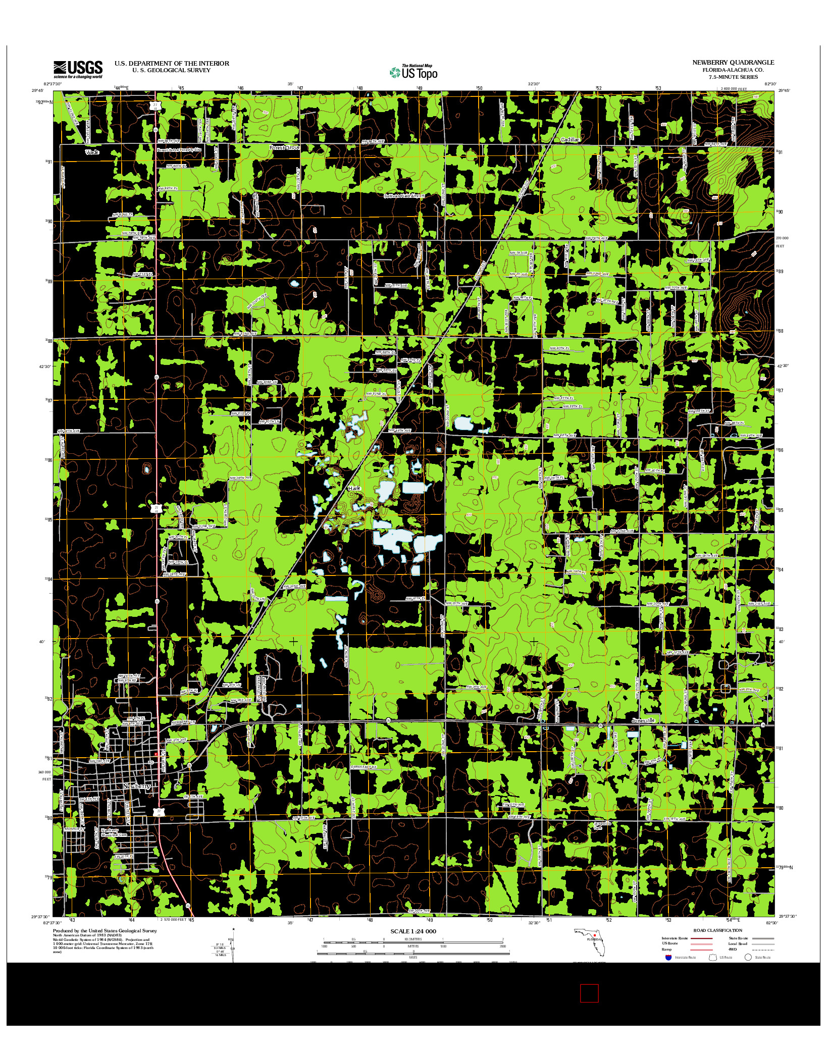 USGS US TOPO 7.5-MINUTE MAP FOR NEWBERRY, FL 2012