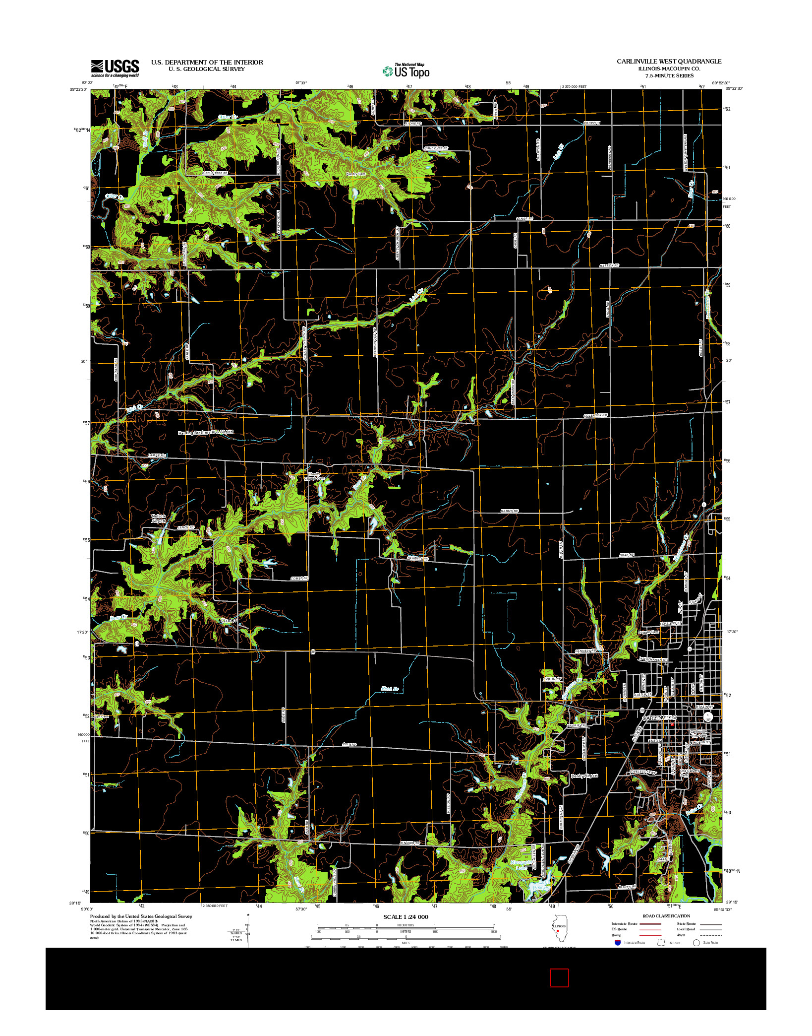 USGS US TOPO 7.5-MINUTE MAP FOR CARLINVILLE WEST, IL 2012