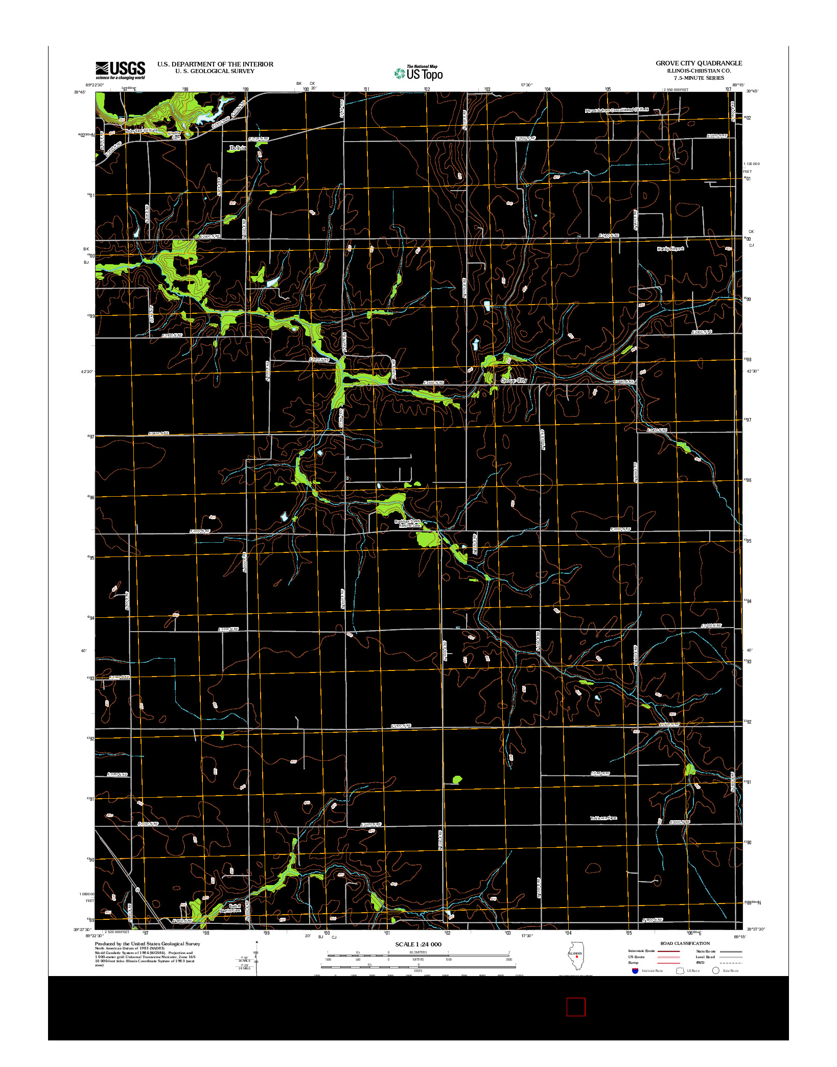 USGS US TOPO 7.5-MINUTE MAP FOR GROVE CITY, IL 2012