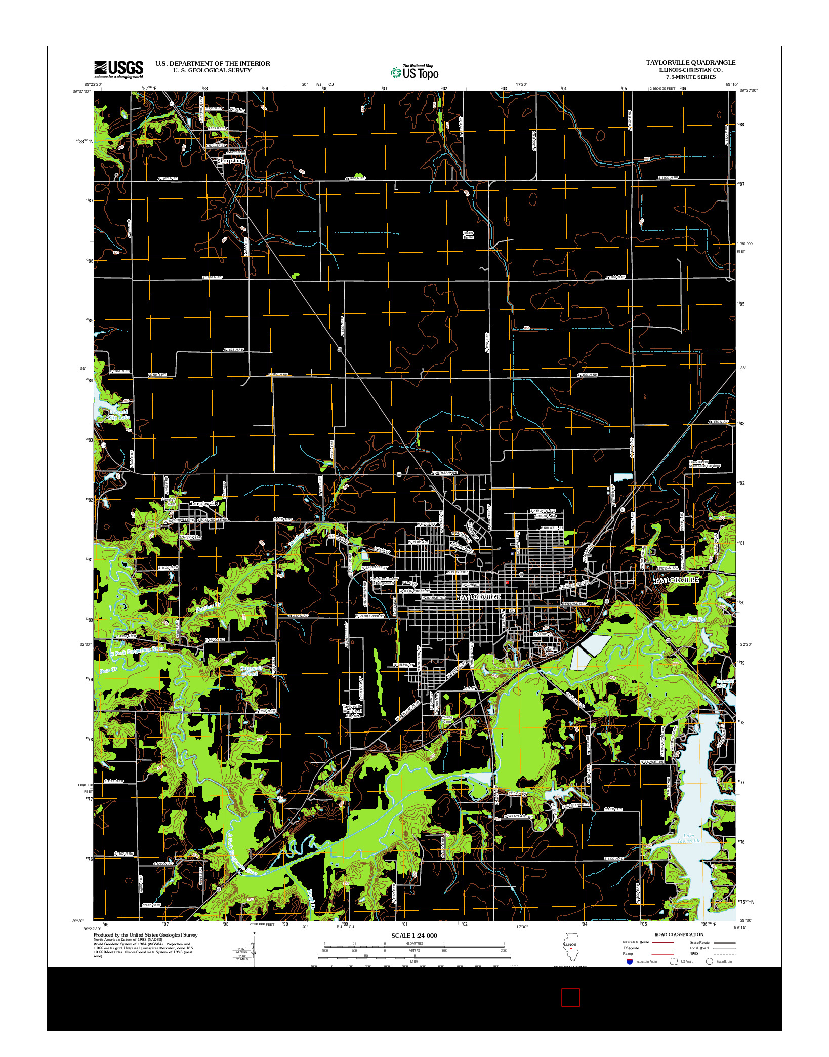 USGS US TOPO 7.5-MINUTE MAP FOR TAYLORVILLE, IL 2012