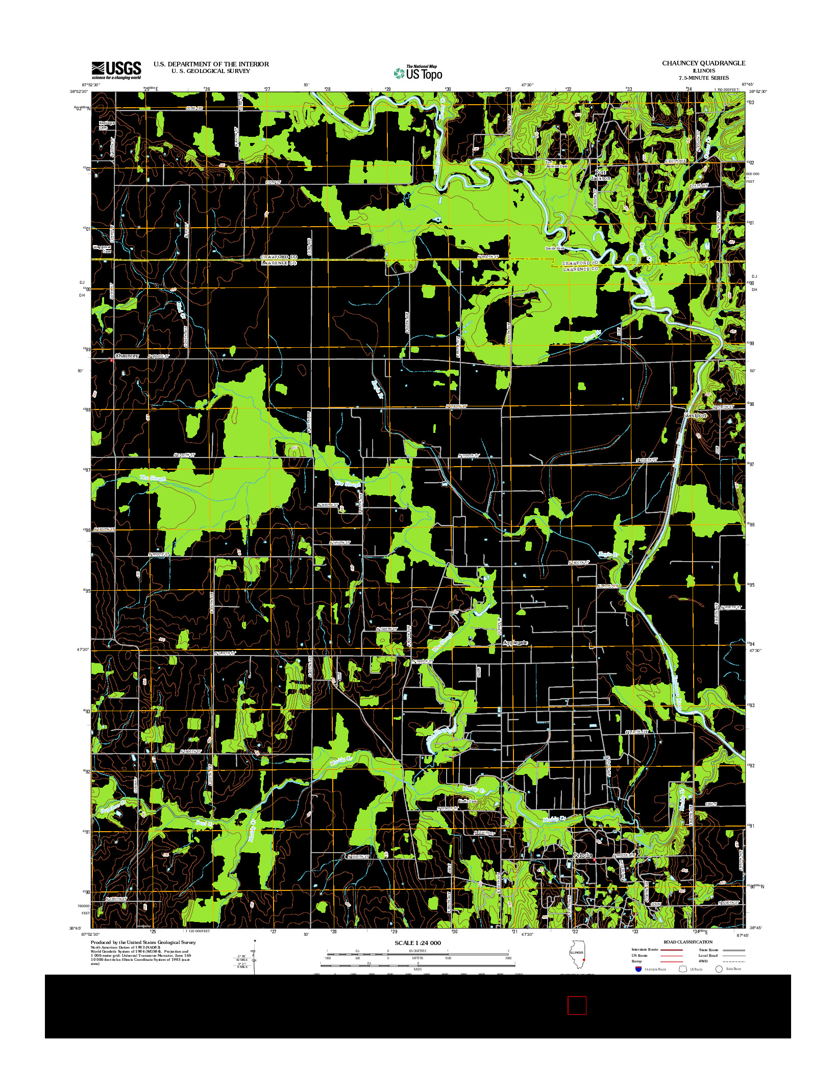 USGS US TOPO 7.5-MINUTE MAP FOR CHAUNCEY, IL 2012