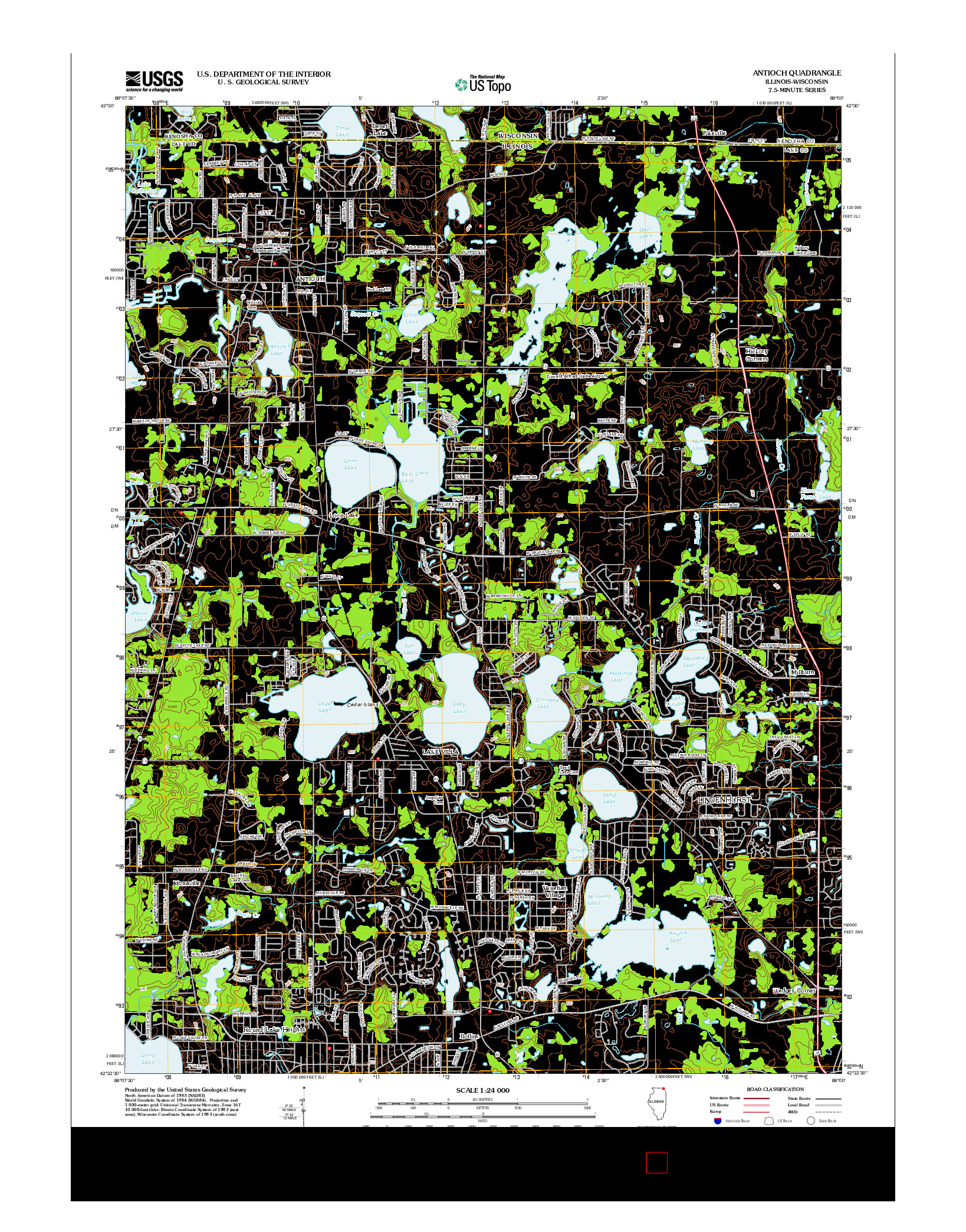 USGS US TOPO 7.5-MINUTE MAP FOR ANTIOCH, IL-WI 2012