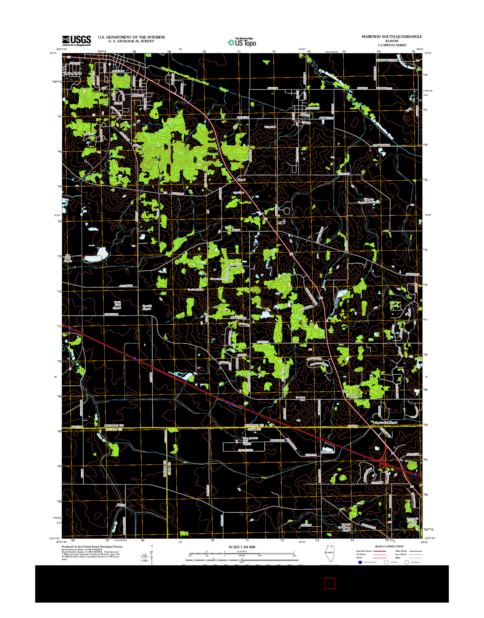 USGS US TOPO 7.5-MINUTE MAP FOR MARENGO SOUTH, IL 2012