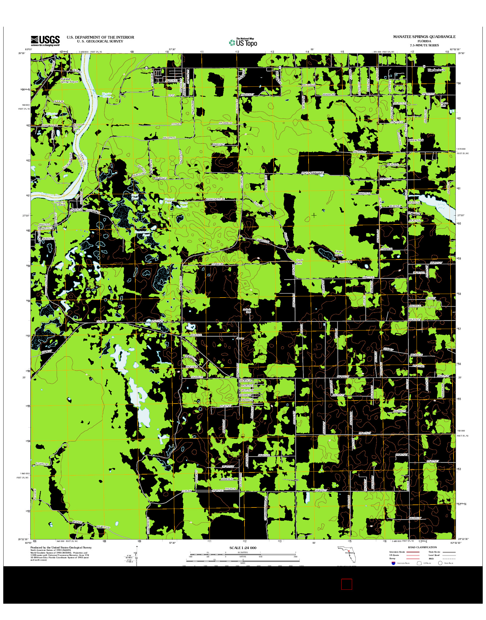 USGS US TOPO 7.5-MINUTE MAP FOR MANATEE SPRINGS, FL 2012