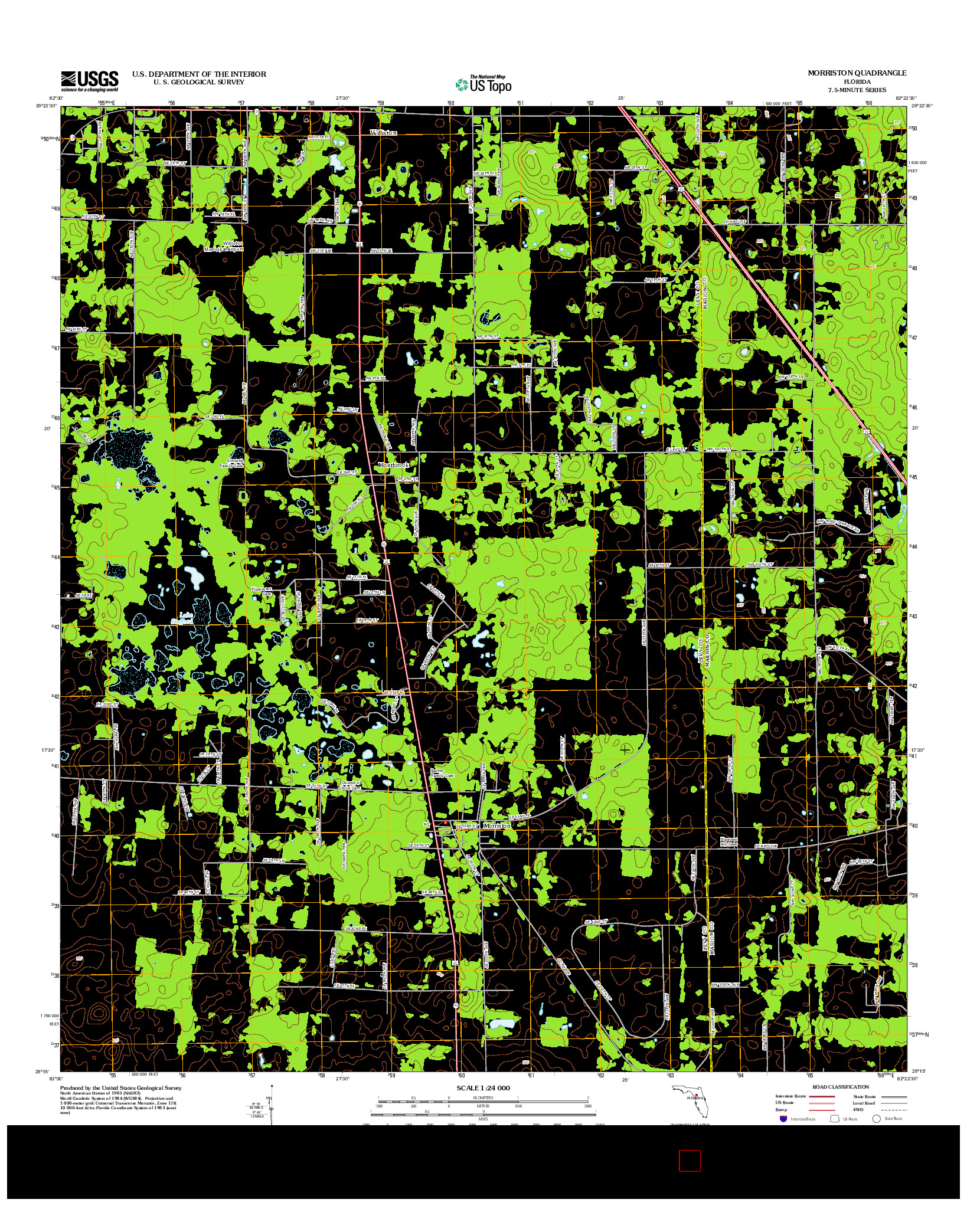 USGS US TOPO 7.5-MINUTE MAP FOR MORRISTON, FL 2012