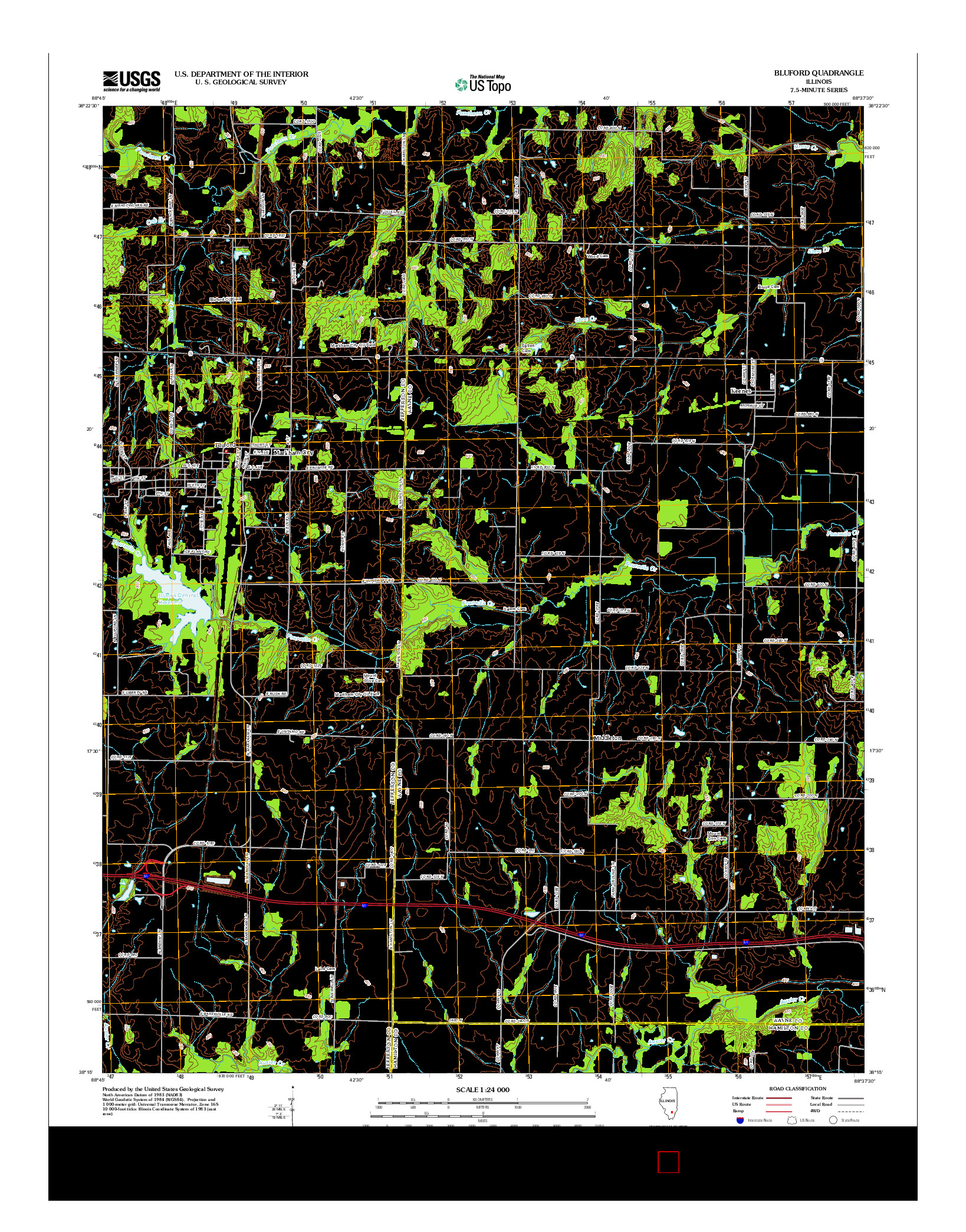 USGS US TOPO 7.5-MINUTE MAP FOR BLUFORD, IL 2012