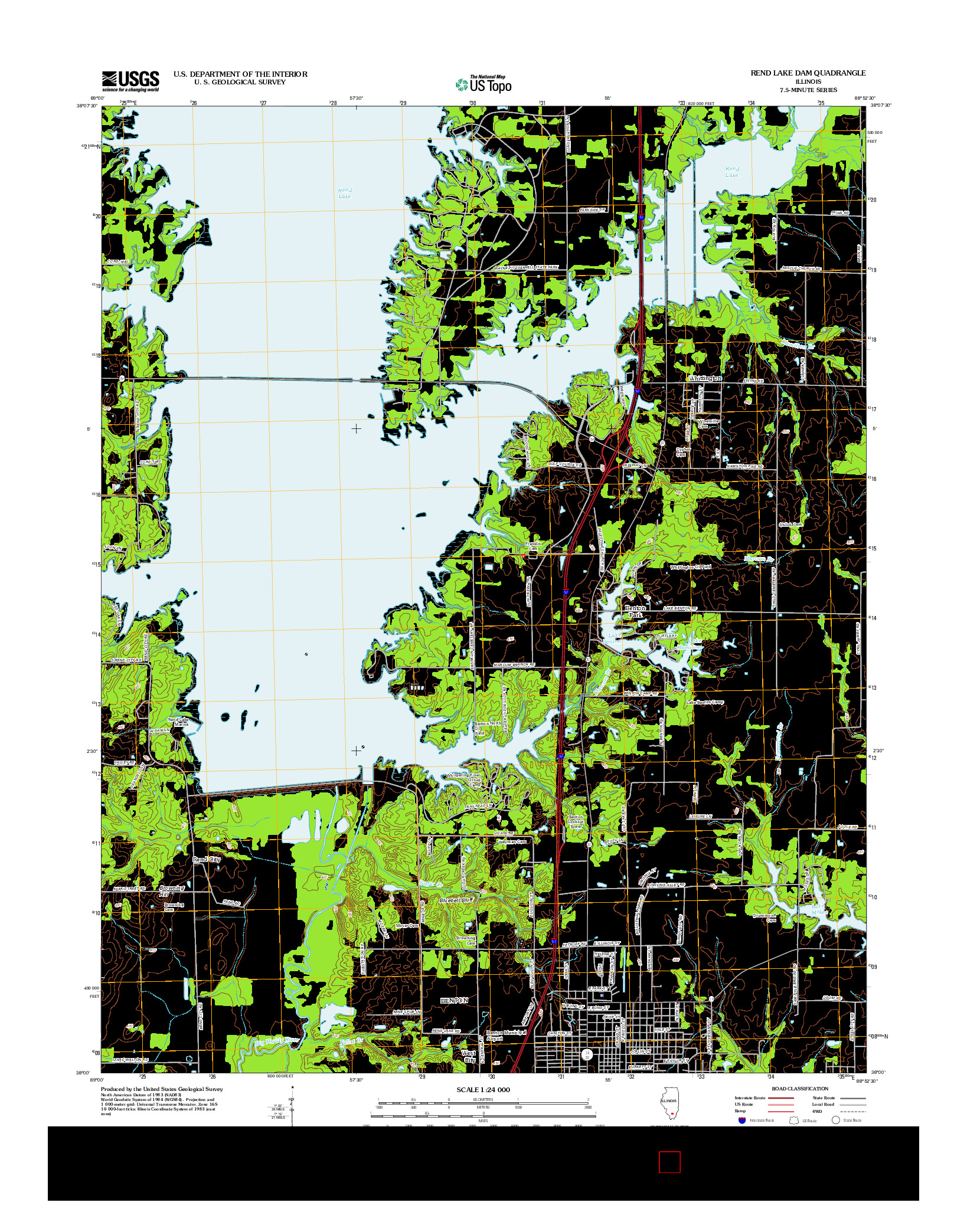 USGS US TOPO 7.5-MINUTE MAP FOR REND LAKE DAM, IL 2012