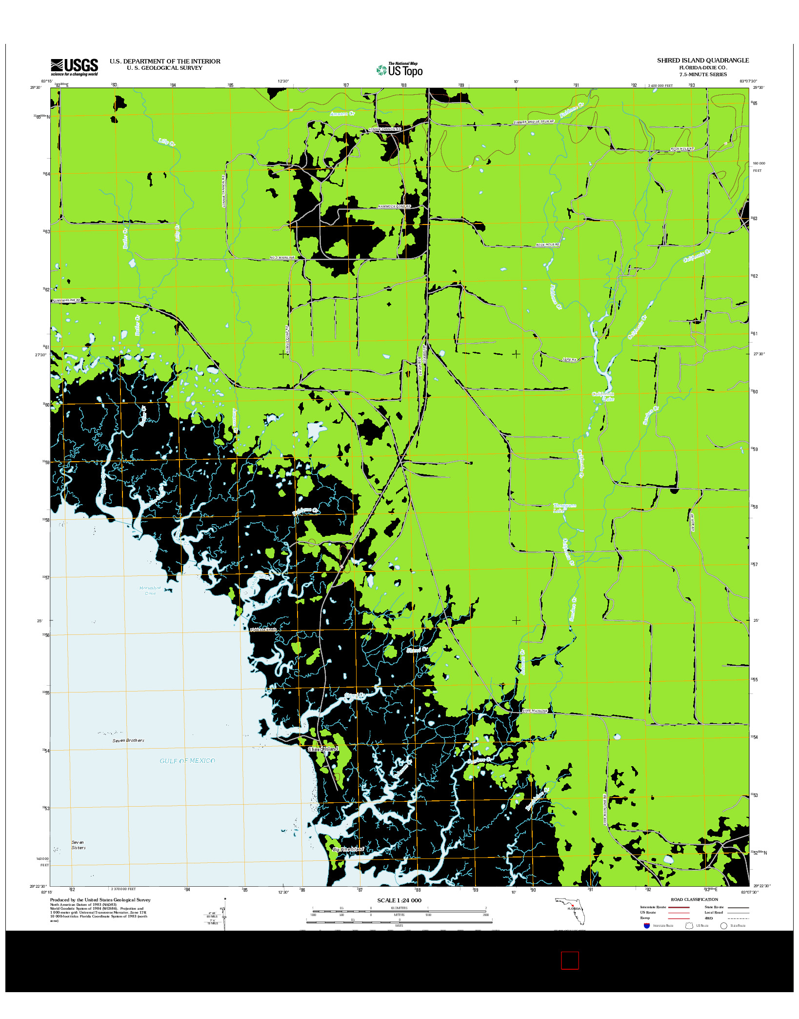 USGS US TOPO 7.5-MINUTE MAP FOR SHIRED ISLAND, FL 2012