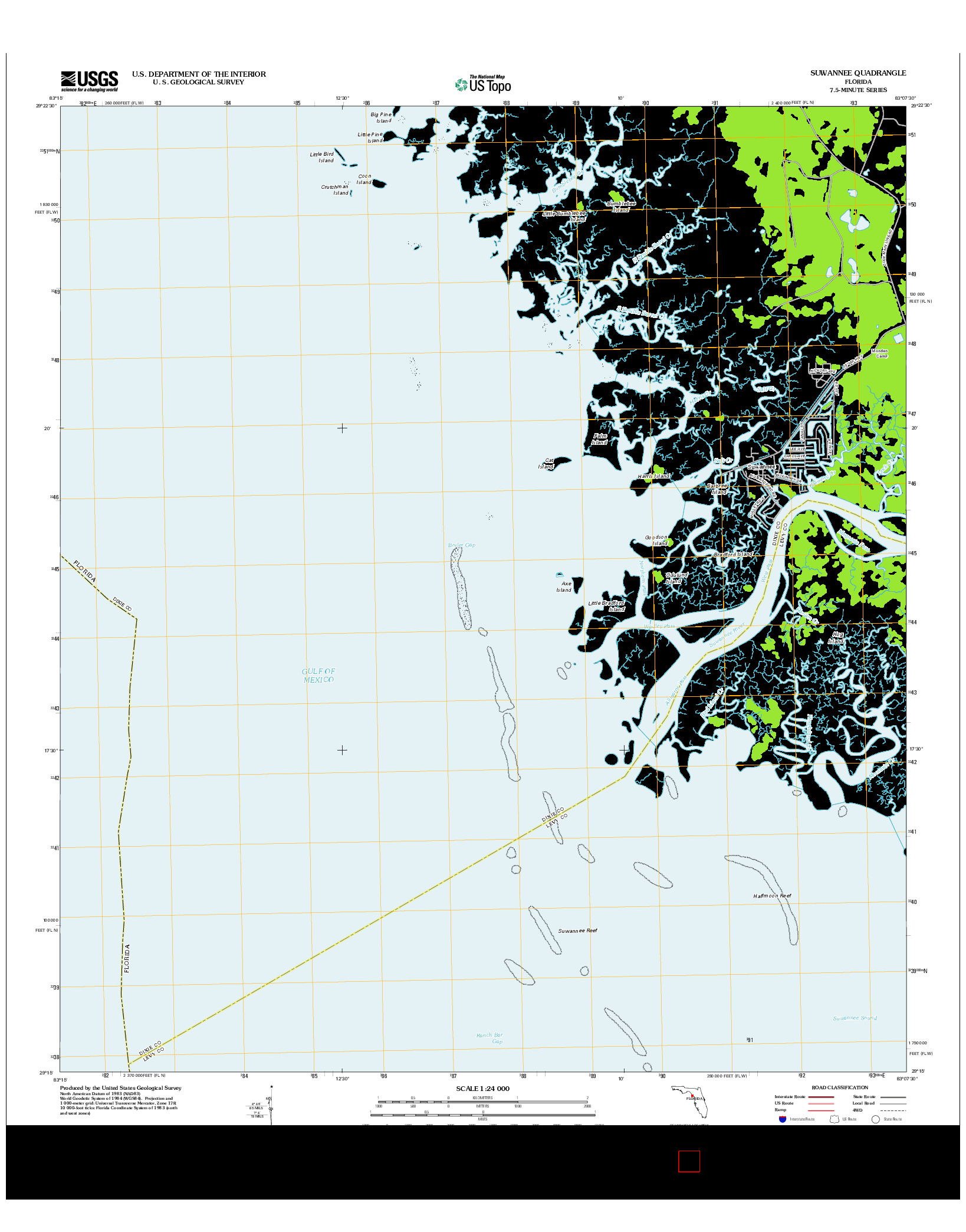 USGS US TOPO 7.5-MINUTE MAP FOR SUWANNEE, FL 2012