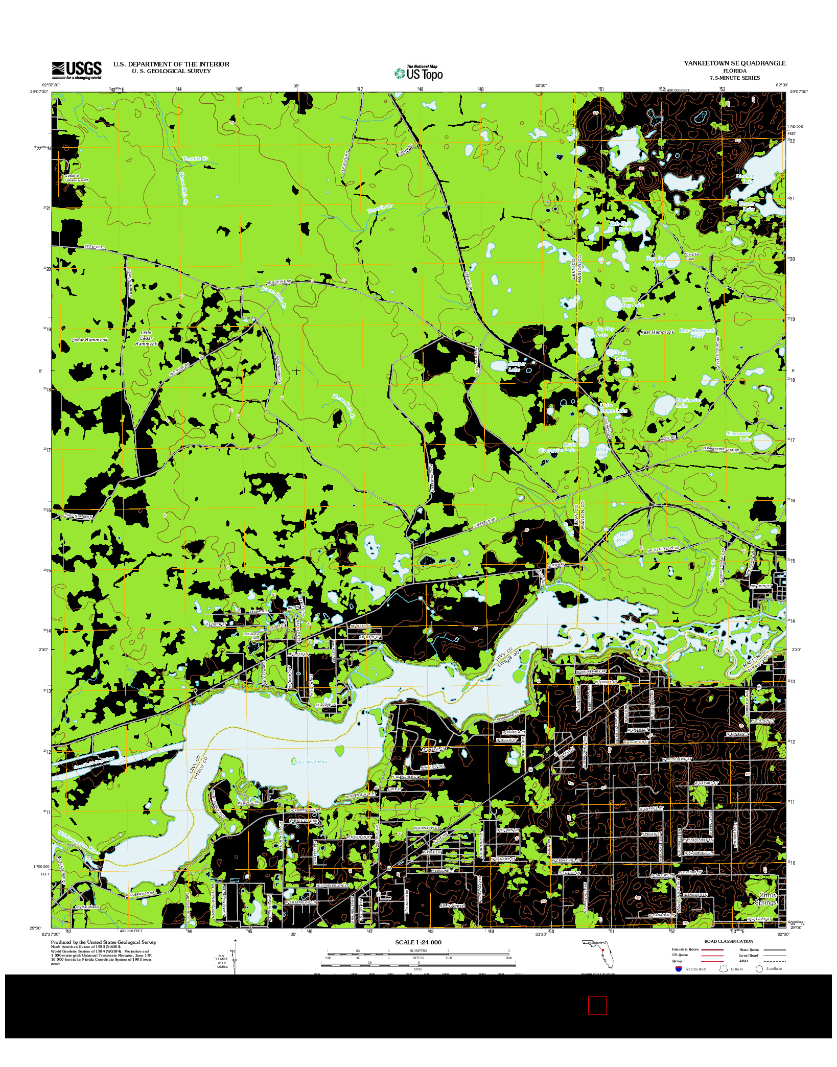 USGS US TOPO 7.5-MINUTE MAP FOR YANKEETOWN SE, FL 2012