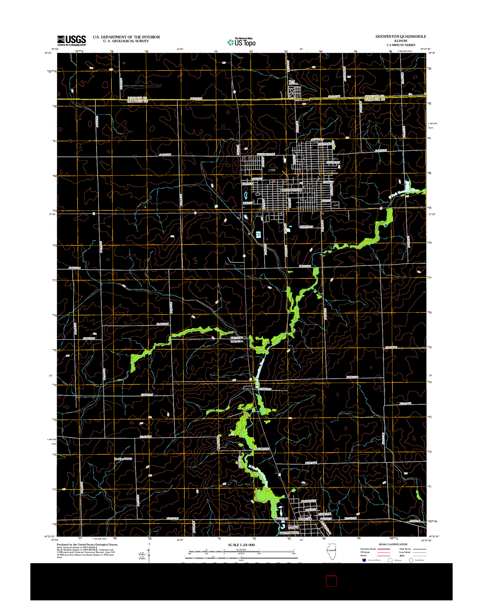USGS US TOPO 7.5-MINUTE MAP FOR HOOPESTON, IL 2012
