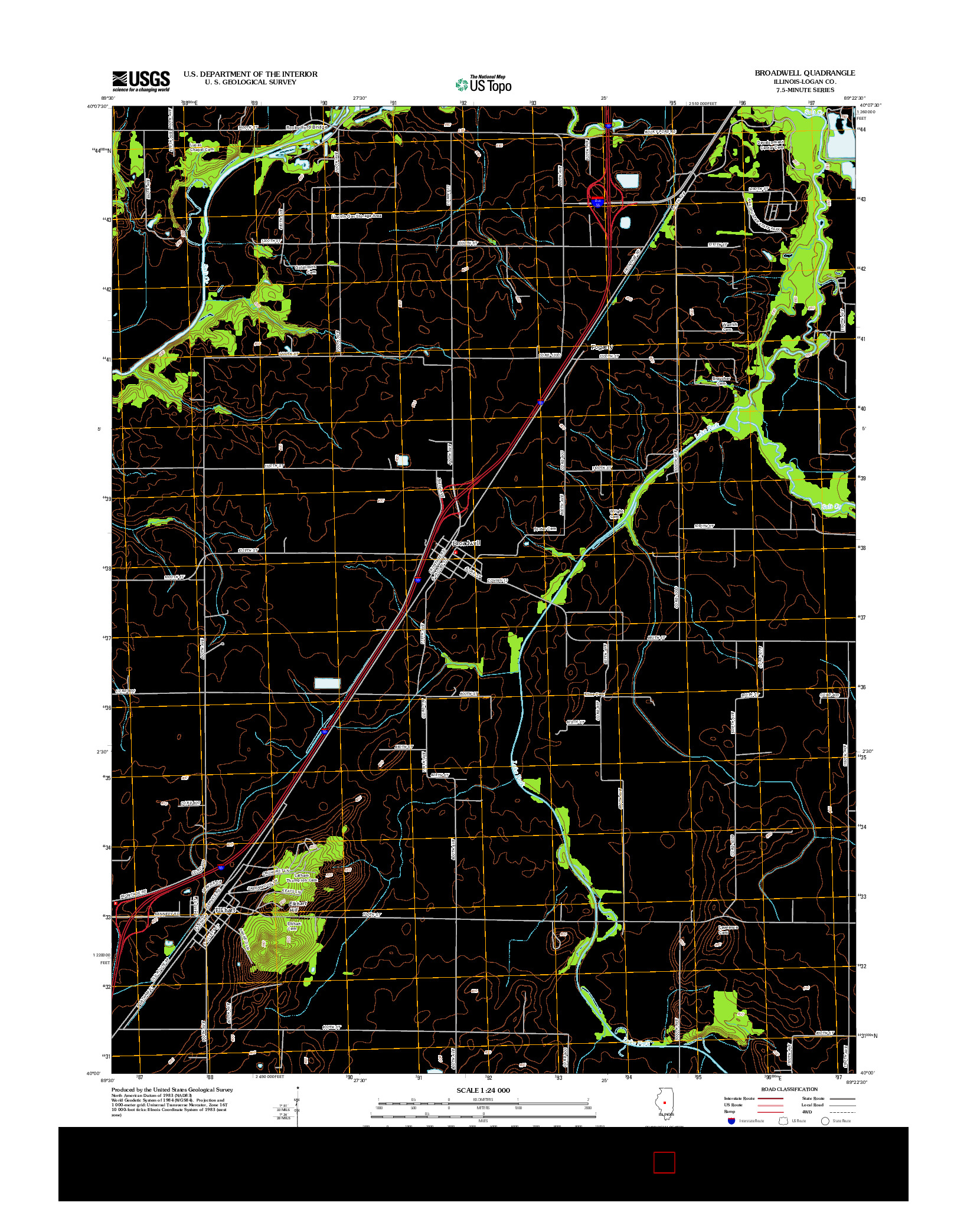 USGS US TOPO 7.5-MINUTE MAP FOR BROADWELL, IL 2012