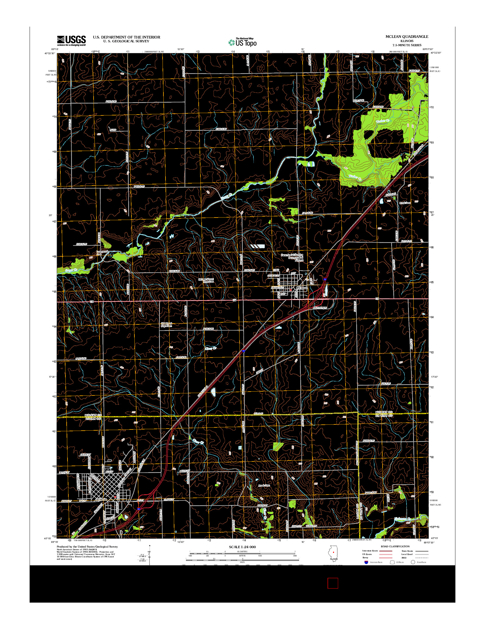 USGS US TOPO 7.5-MINUTE MAP FOR MCLEAN, IL 2012