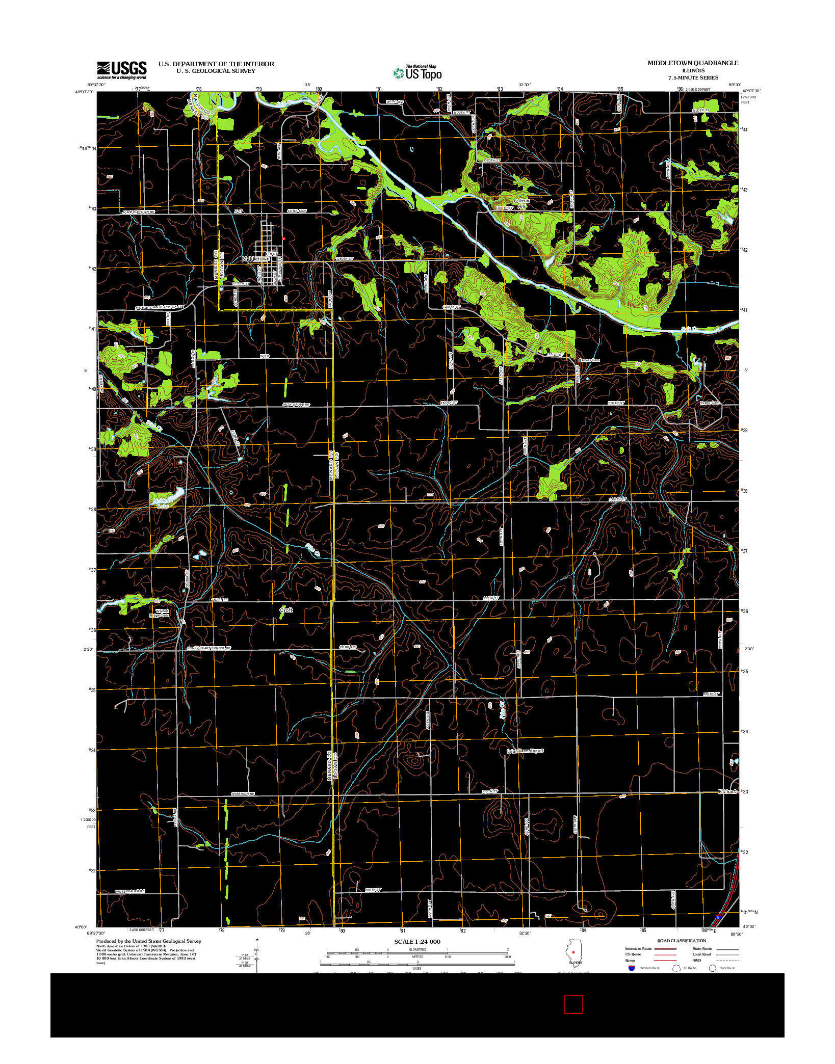 USGS US TOPO 7.5-MINUTE MAP FOR MIDDLETOWN, IL 2012