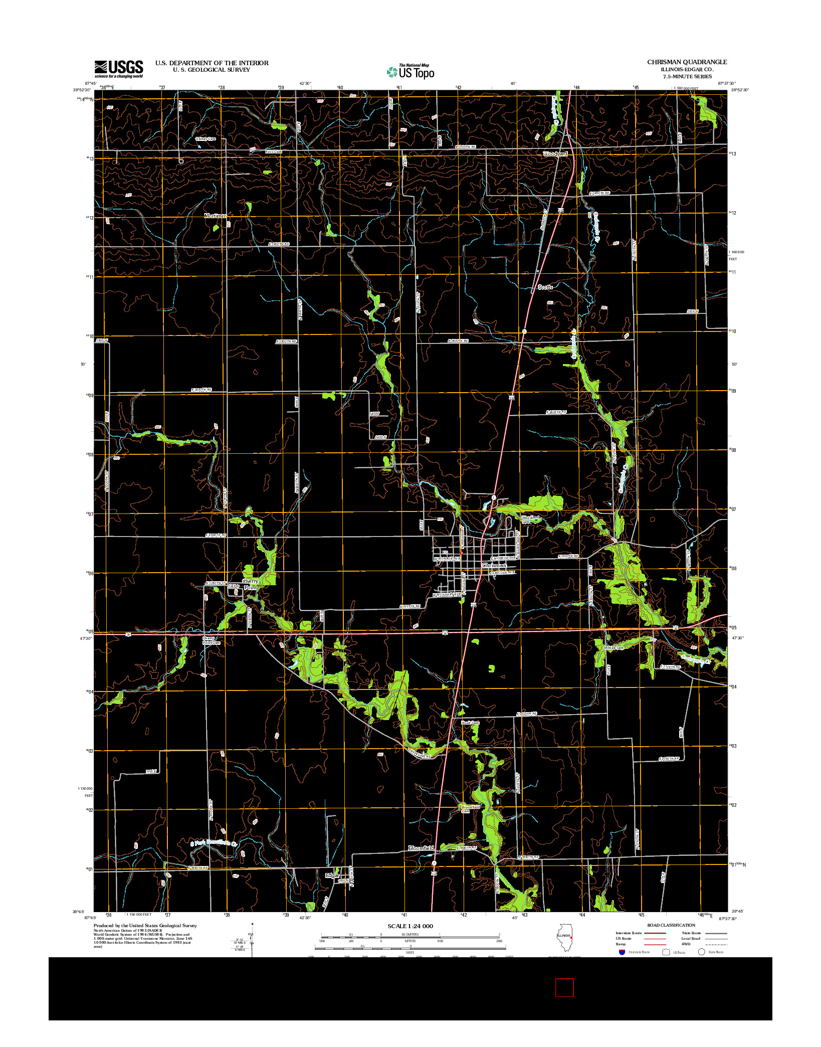 USGS US TOPO 7.5-MINUTE MAP FOR CHRISMAN, IL 2012