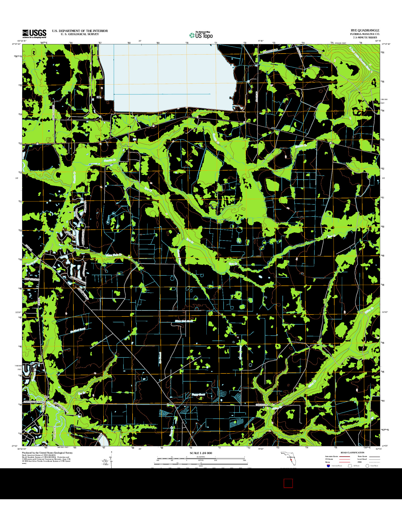 USGS US TOPO 7.5-MINUTE MAP FOR RYE, FL 2012