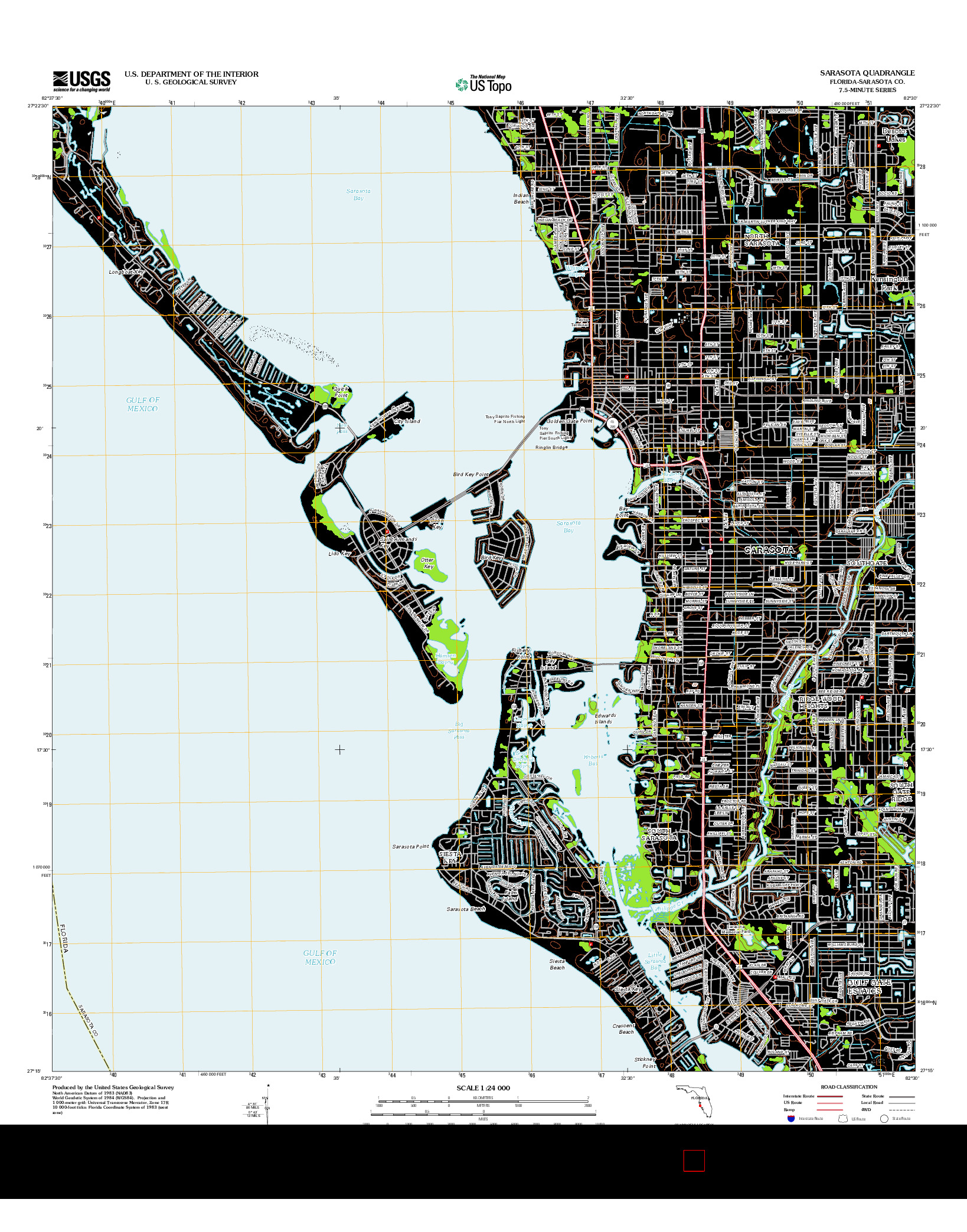 USGS US TOPO 7.5-MINUTE MAP FOR SARASOTA, FL 2012